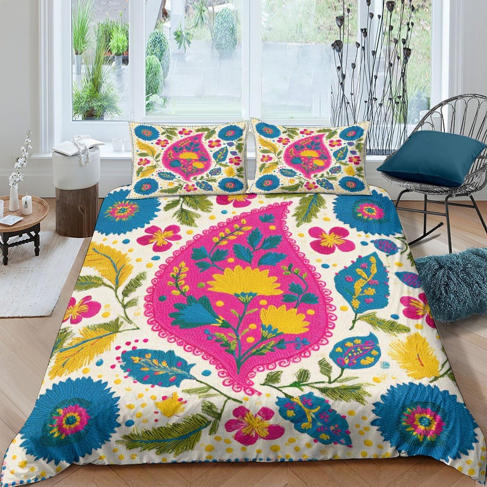 Ctjqhvkz Style-7 3D Printed Bohemian Paisley Fitted Sheet Microfiber Soft Colourful Floral Mattress Cover For Bedroom Guestroom Decor Single（135X200cm）