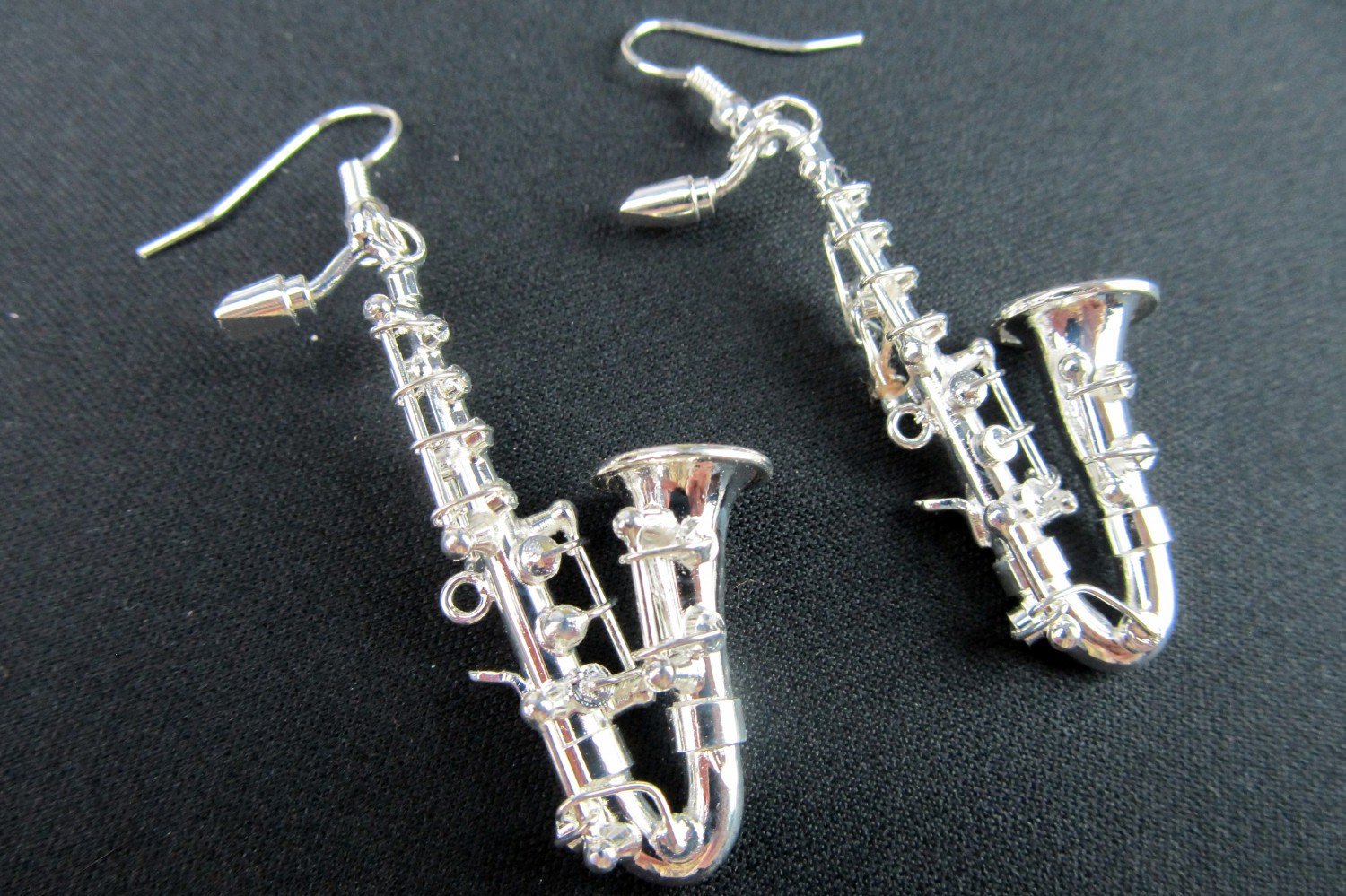 Miniblings Saxofonohrringe Ohrringe Saxofon Jazz Saxophon Musik versilbert Sax + Box - Handmade Modeschmuck I Ohrhänger Ohrschmuck versilbert