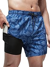 Arcweg Men's 2 in 1 Swim Shorts with Lined Boxer Shorts with Compression Lining Quick Dry Beach Shorts