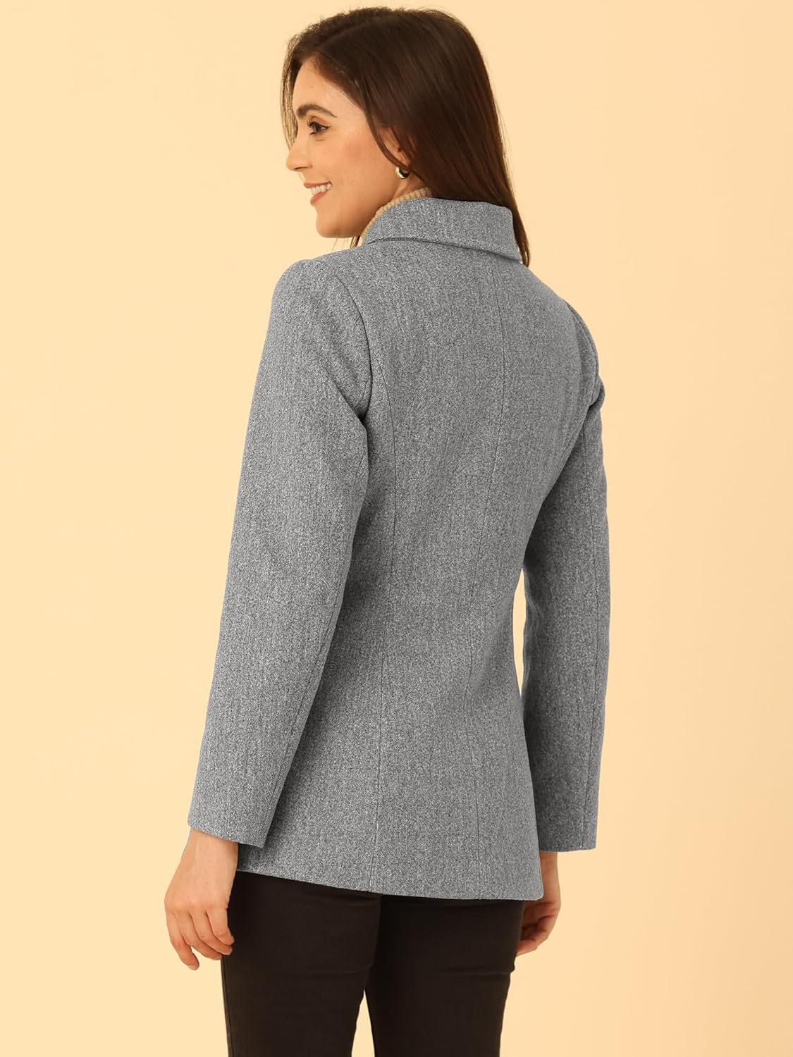 Elegant Gray Tweed Coat for Fall and Winter