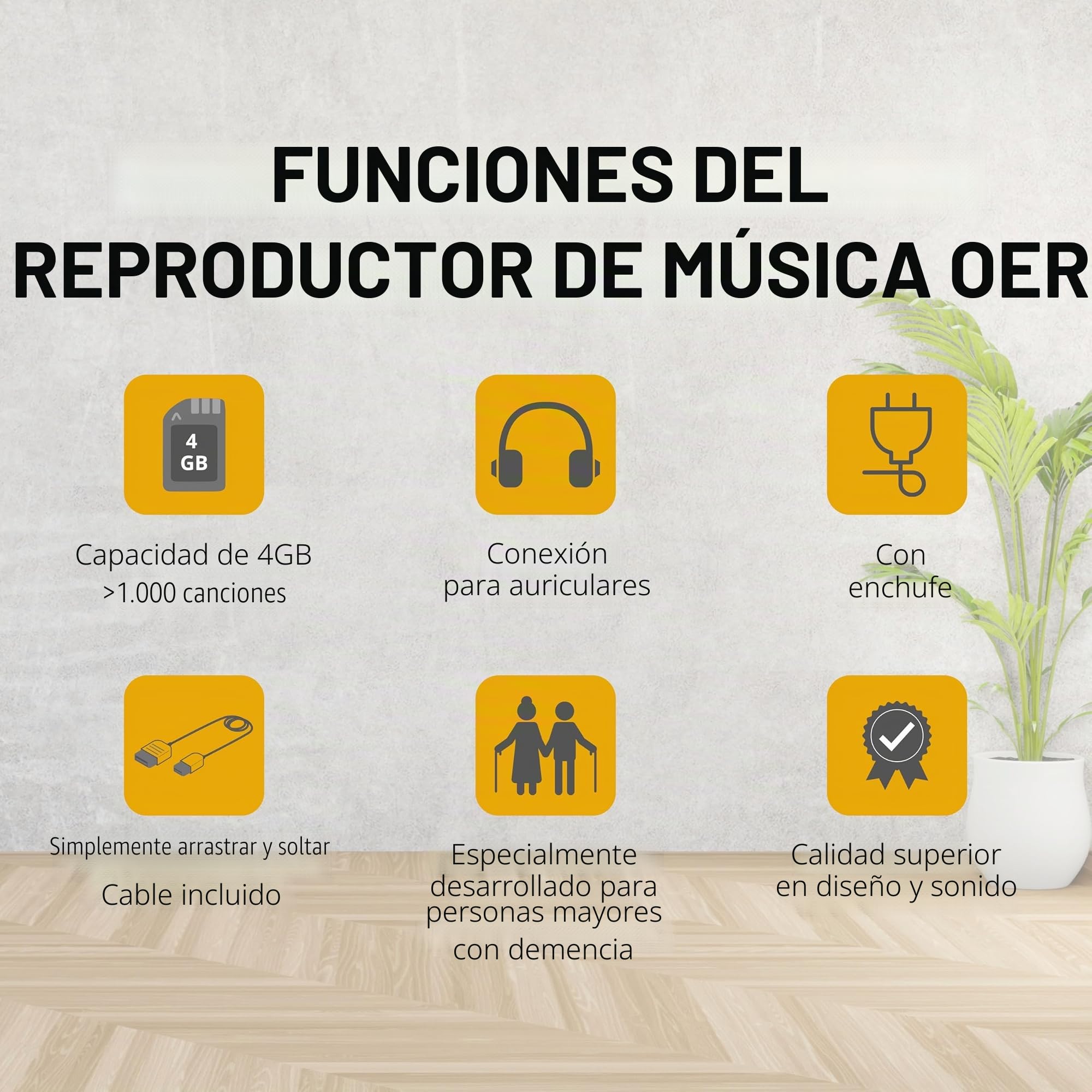 Reproductor de música OER, caja de música para pacientes con demencia, radio para personas mayores con fácil operación, especialmente para personas mayores con Alzheimer, ayuda para la demencia (rojo)