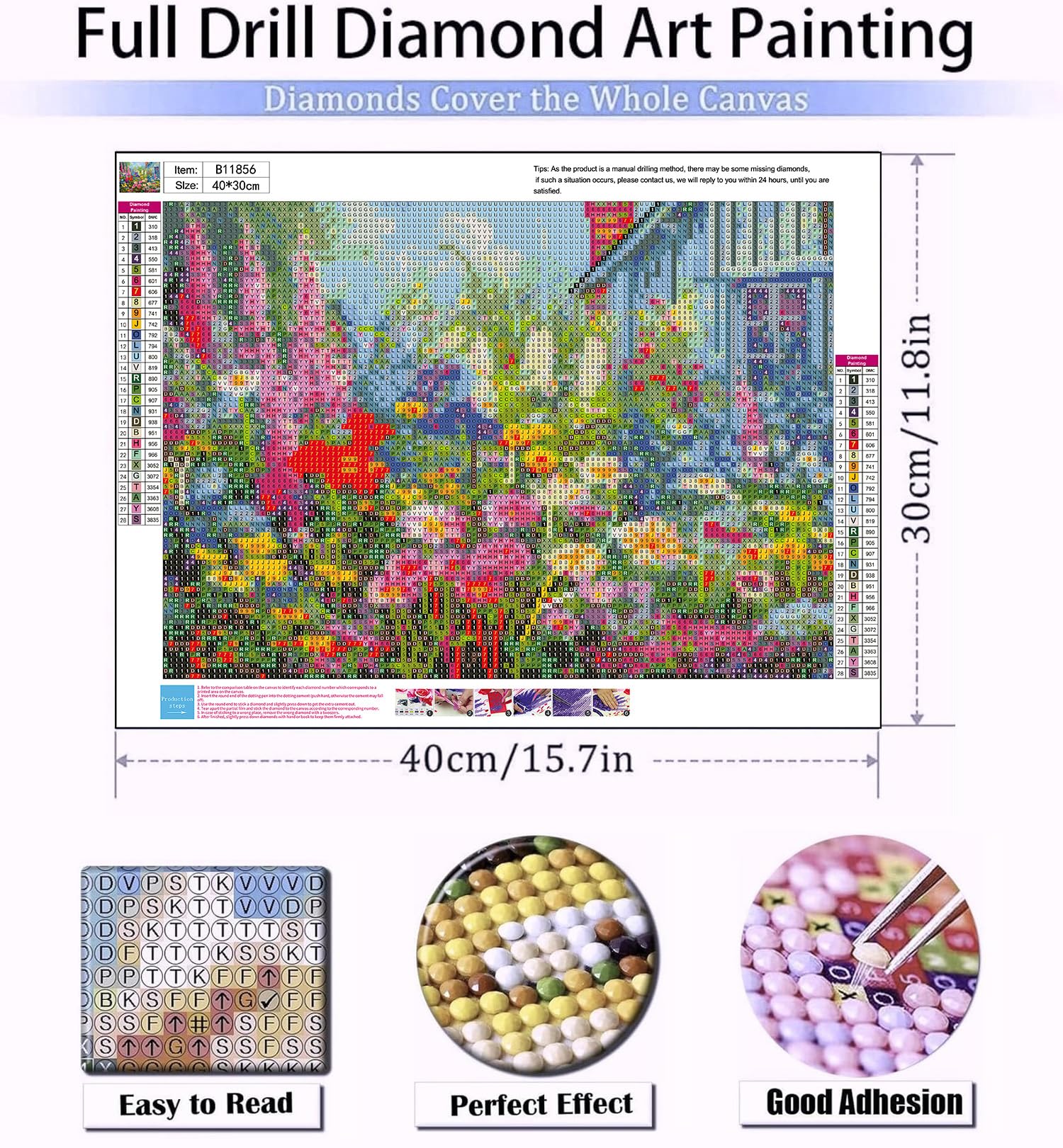 Meothan Kits de pintura de diamantes de flores para adultos, kits de arte de diamantes de flores silvestres para decoración de pared de regalo, 12 x 16 pulgadas