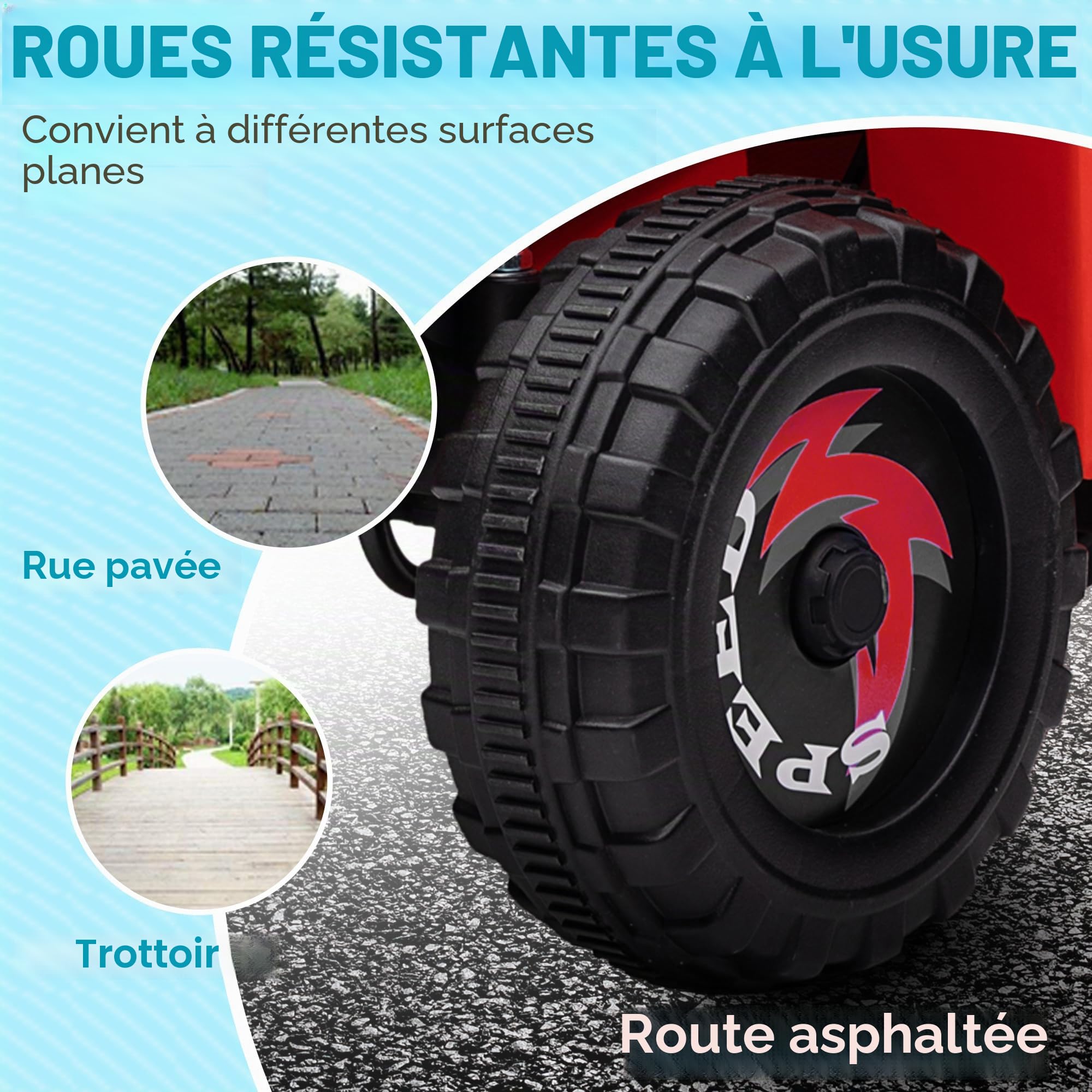 HOMCOM Quad électrique pour Enfants 6V avec remorque, 1.5-3 Ans, Rouge