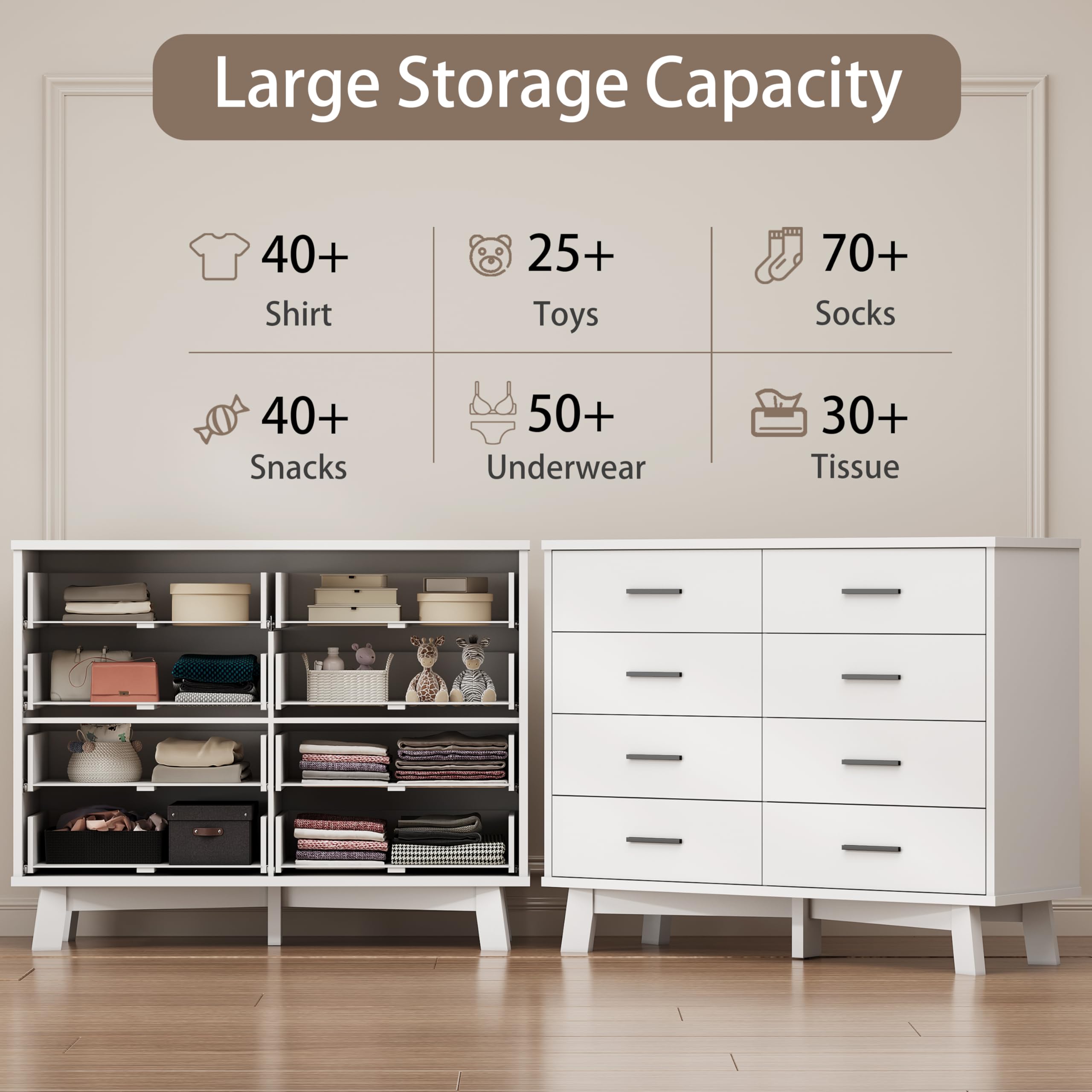 Amazon.com: Xixini Dresser for Bedroom, 8 Drawer Wide Modern Chest
