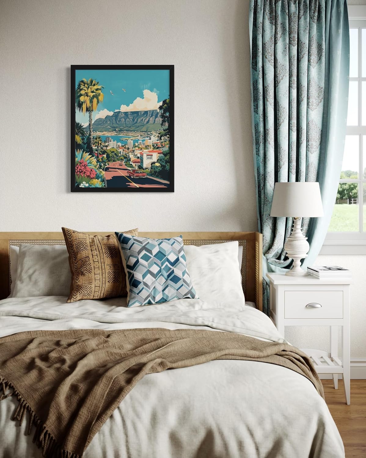 aj decor Cape Town South Africa Wall Art Print Poster, Retro Vintage Landscape Landmarks Painting Artwork 224 (Cape Town South Africa, 16 x 20 inches, Unframed)