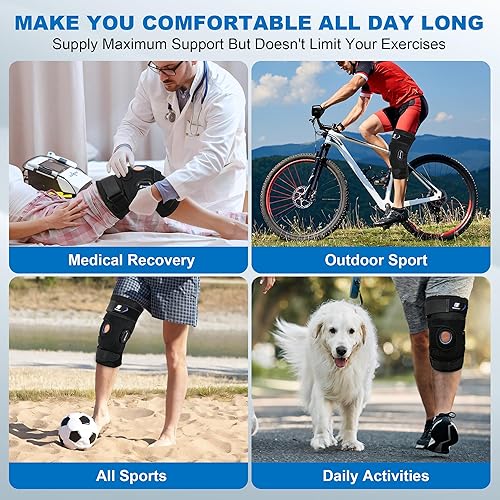 Miniatura 7 de Rodillera de talla grande para mujeres y hombres, gel de rótula y estabilizadores laterales para ACL, desgarro de menisco, artritis, recuperación de