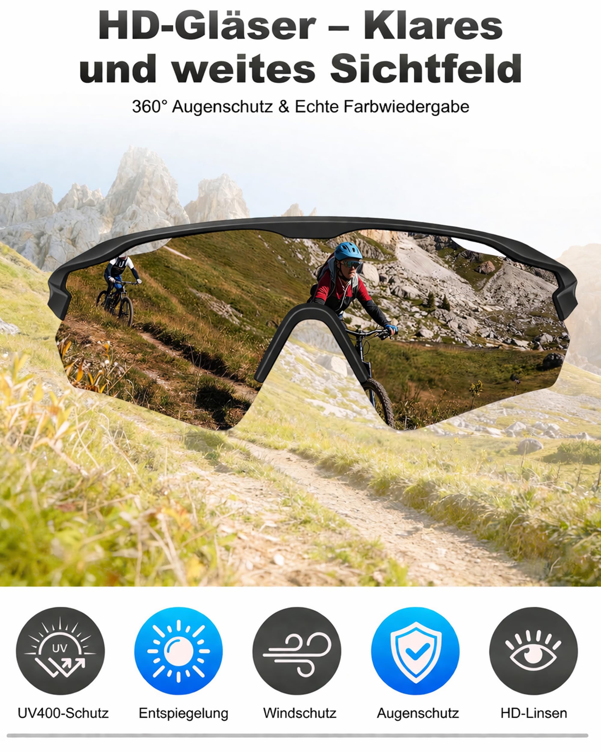 Gafas de ciclismo para hombre y mujer, UV400, montura TR90 con alas nasales ajustables, MTB, gafas de sol rápidas para bicicleta, pesca, bicicleta eléctrica