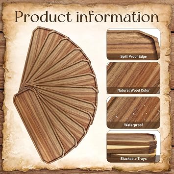 12 Pack Acacia Wood Serving Trays, Rectangular Charcuterie Boards Bulk