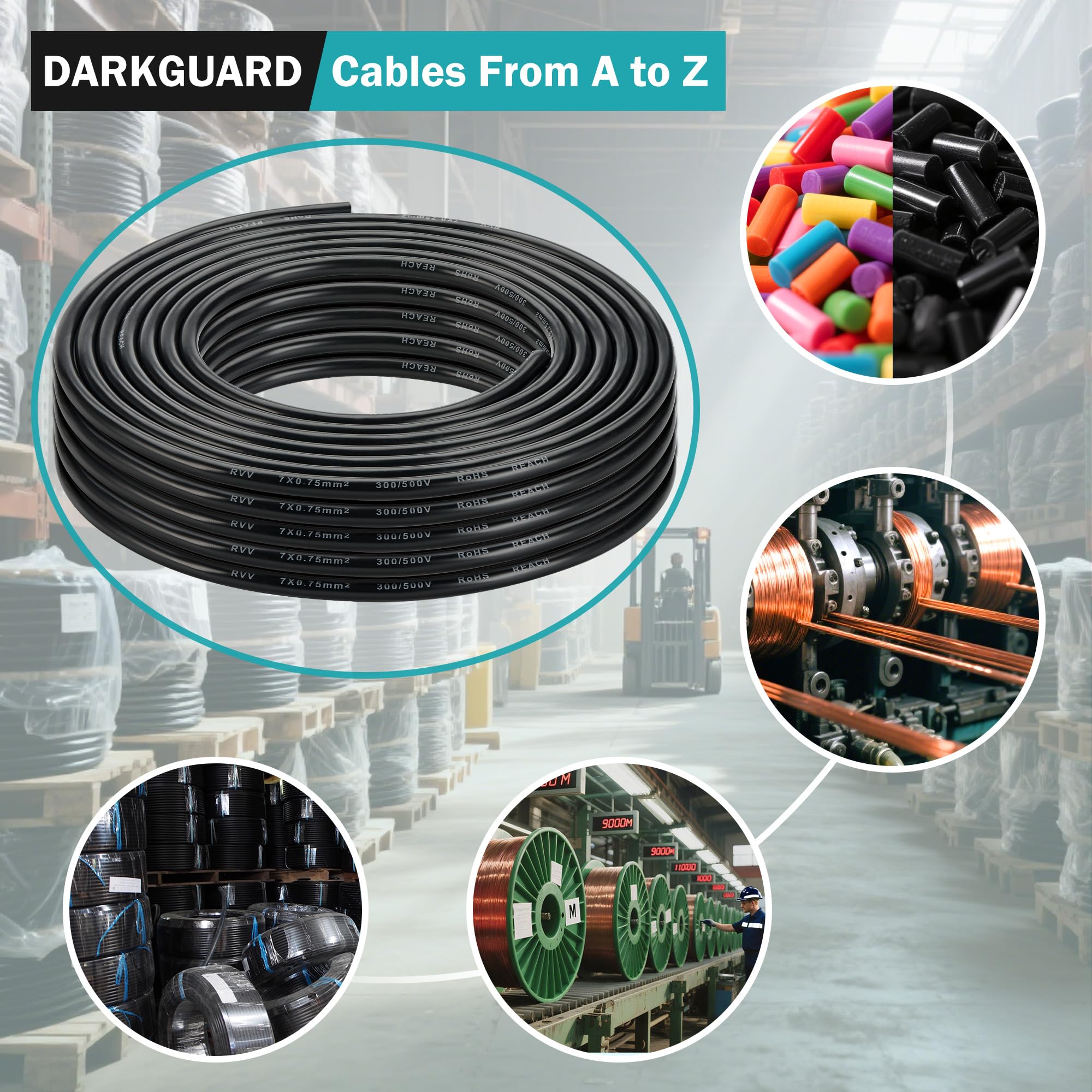 7 Adriges Anhängerkabel 20M, Wohnwagen Elektrische Kabel für Caravan Camping 0,75mm², LED-rücklichter Verkabelung Kabel 7 polig, 12V 24V Elektrokabel FLRYY RoHs Reach Zulassung