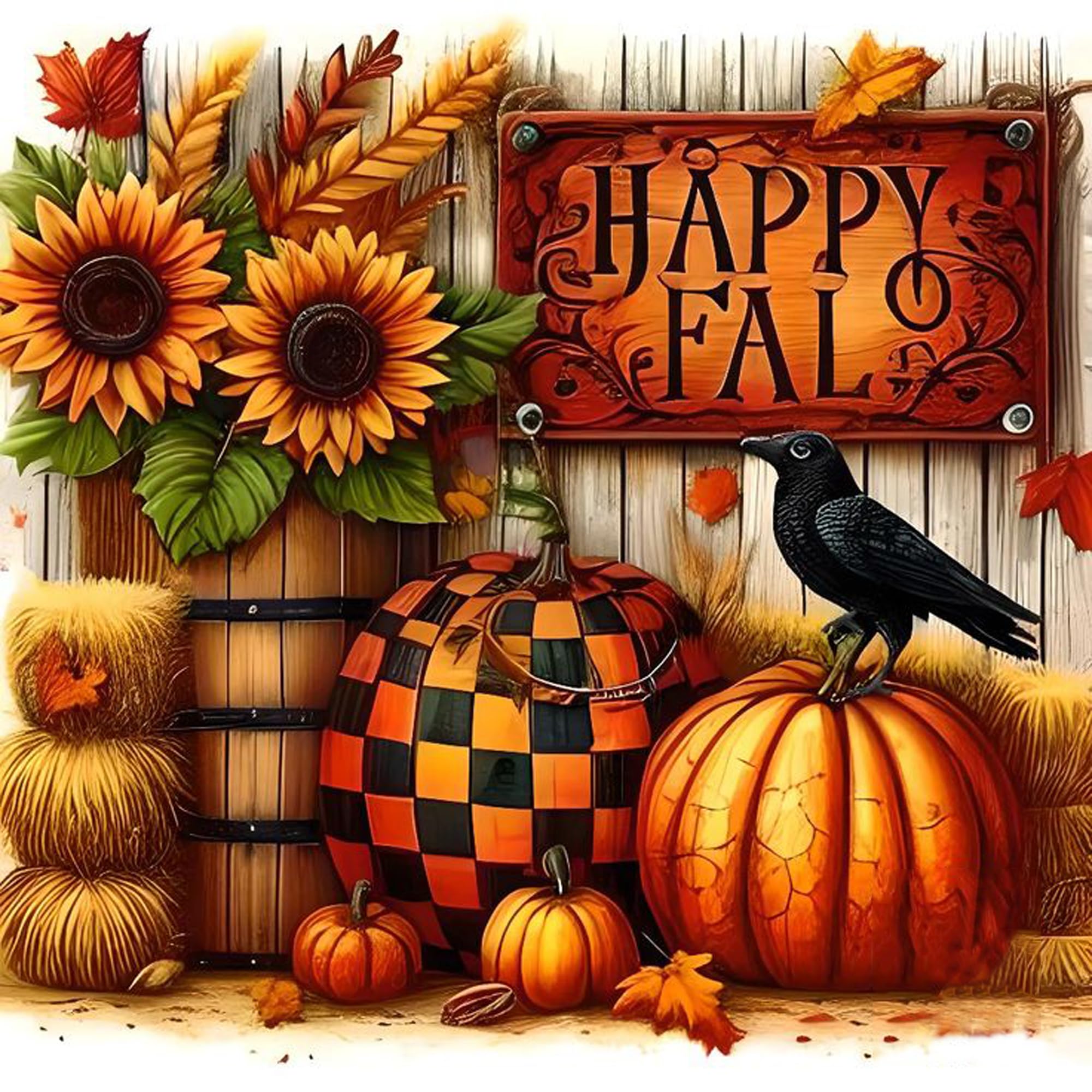 Amshem Pumpkin Diamond Painting Kits for Adults,DIY Dull Fall Diamond Art Kits,Full Drill Diamond Art Painting Kits,Crystal Gem Dots Art Kits for