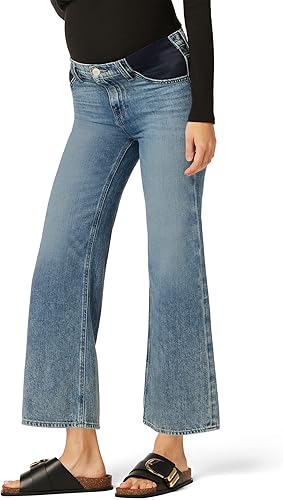 Hudson Womens Rosie High Rise, Wide Leg Cropped Maternity Jeans, Young At Heart,