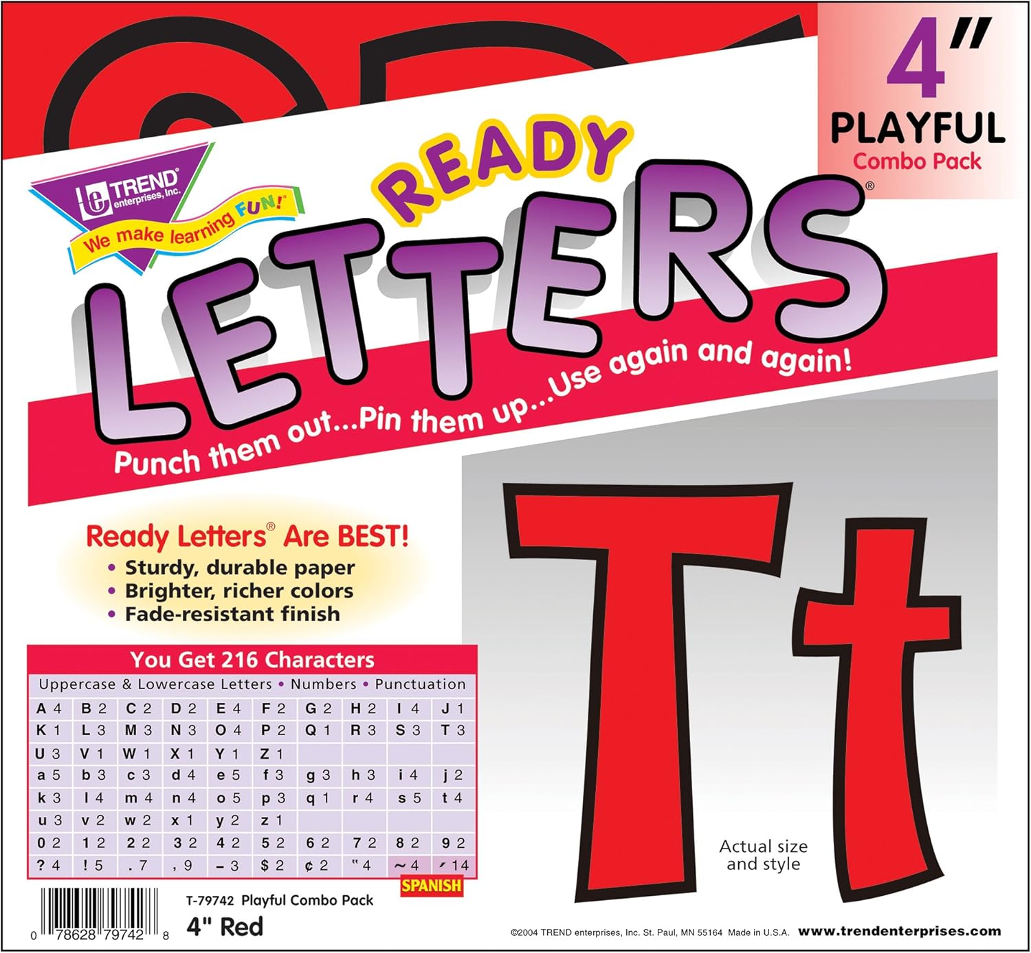 Red Playful 4-Inch Letter and Number Set