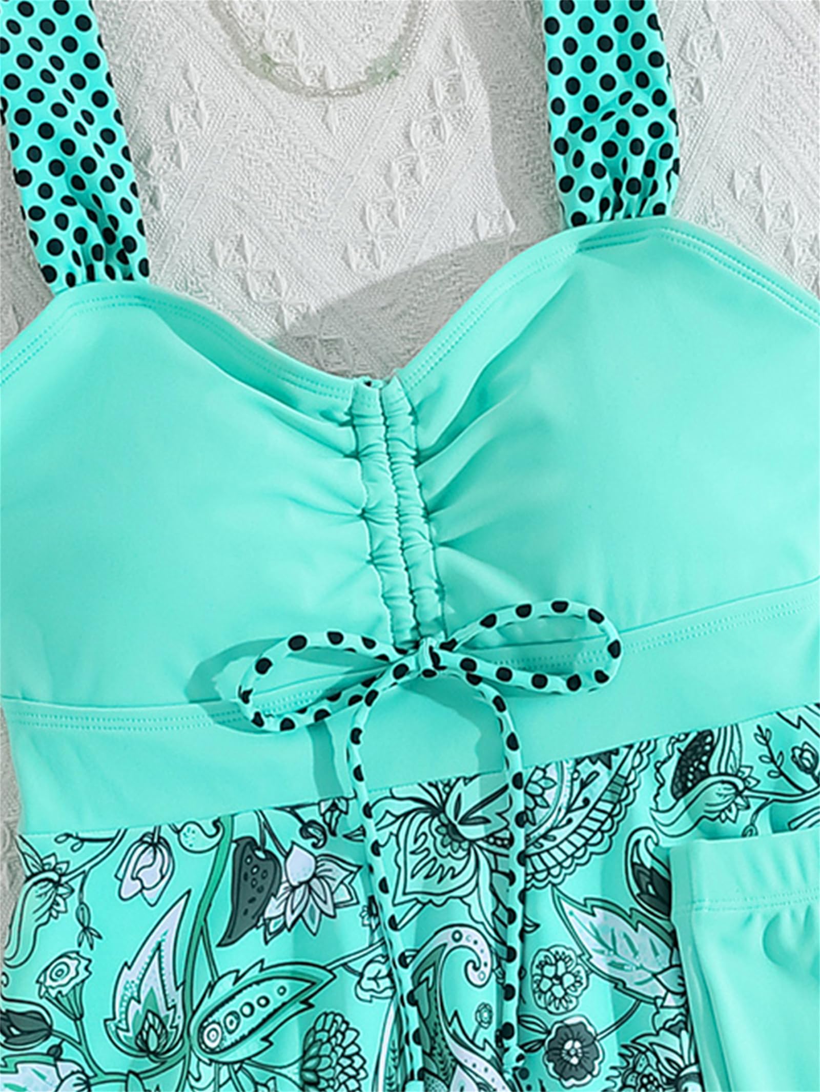 Damen Zweiteilig Badeanzug Push up Bademoden Bauchweg Tankini Set High Waist Beachwear Hotpants Badeanzug mit Zwei Trägern