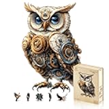 Jigfoxy Wooden Puzzles for Adults, Mechanical Owl Wood Puzzles Adult, Unique Animal-Shaped Wooden Jigsaw Puzzles, Christmas Thanksgiving Gifts for Family and Friends (S-8.5 * 5.8in-80pcs)