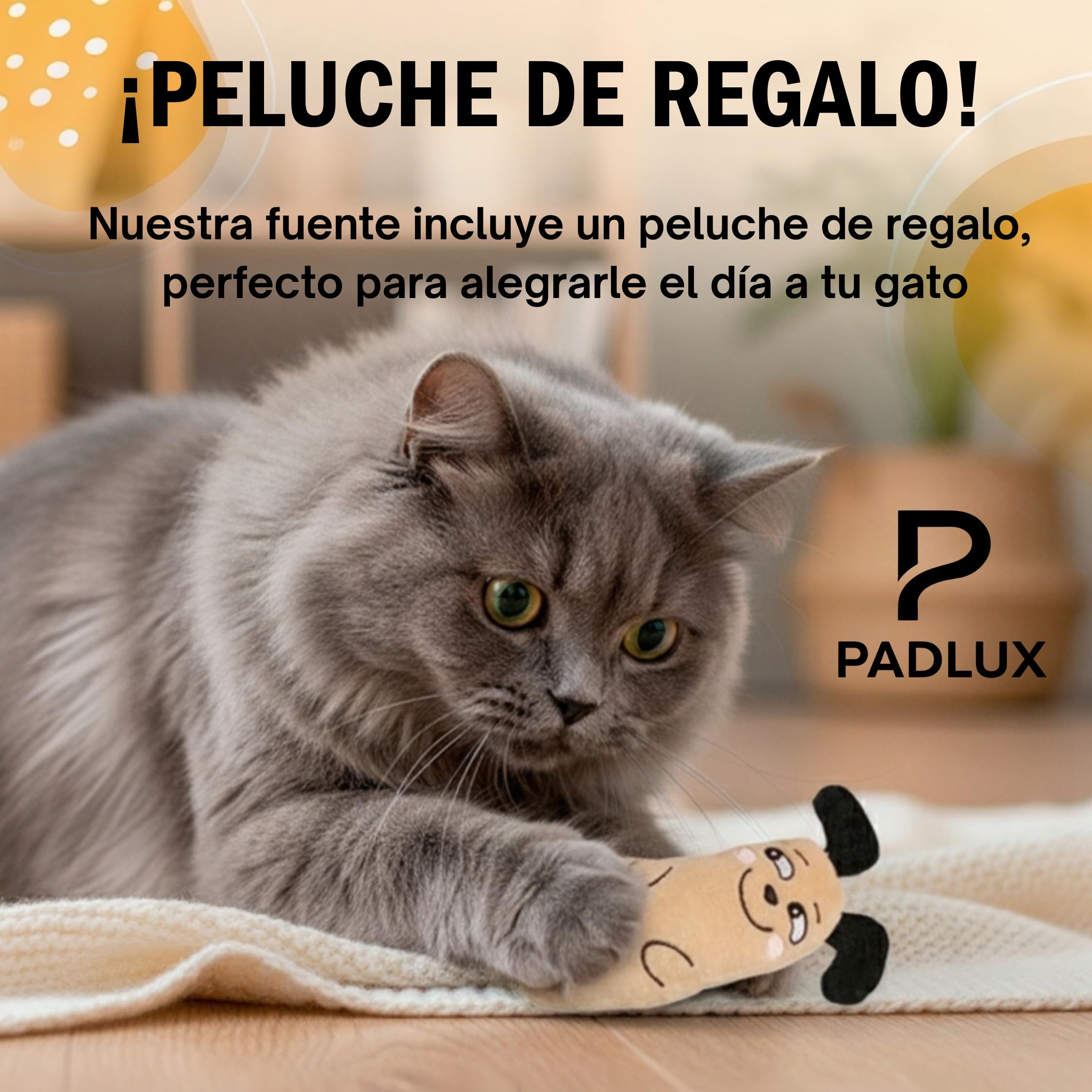 Fuente para Gatos de Acero Inoxidable 3,2L Automático – Bebedero Silencioso de Bajo Consumo con 2 Filtros y 3 Esponjas | Dispensador para Mascotas | Fuente de Agua para Gatos Premium