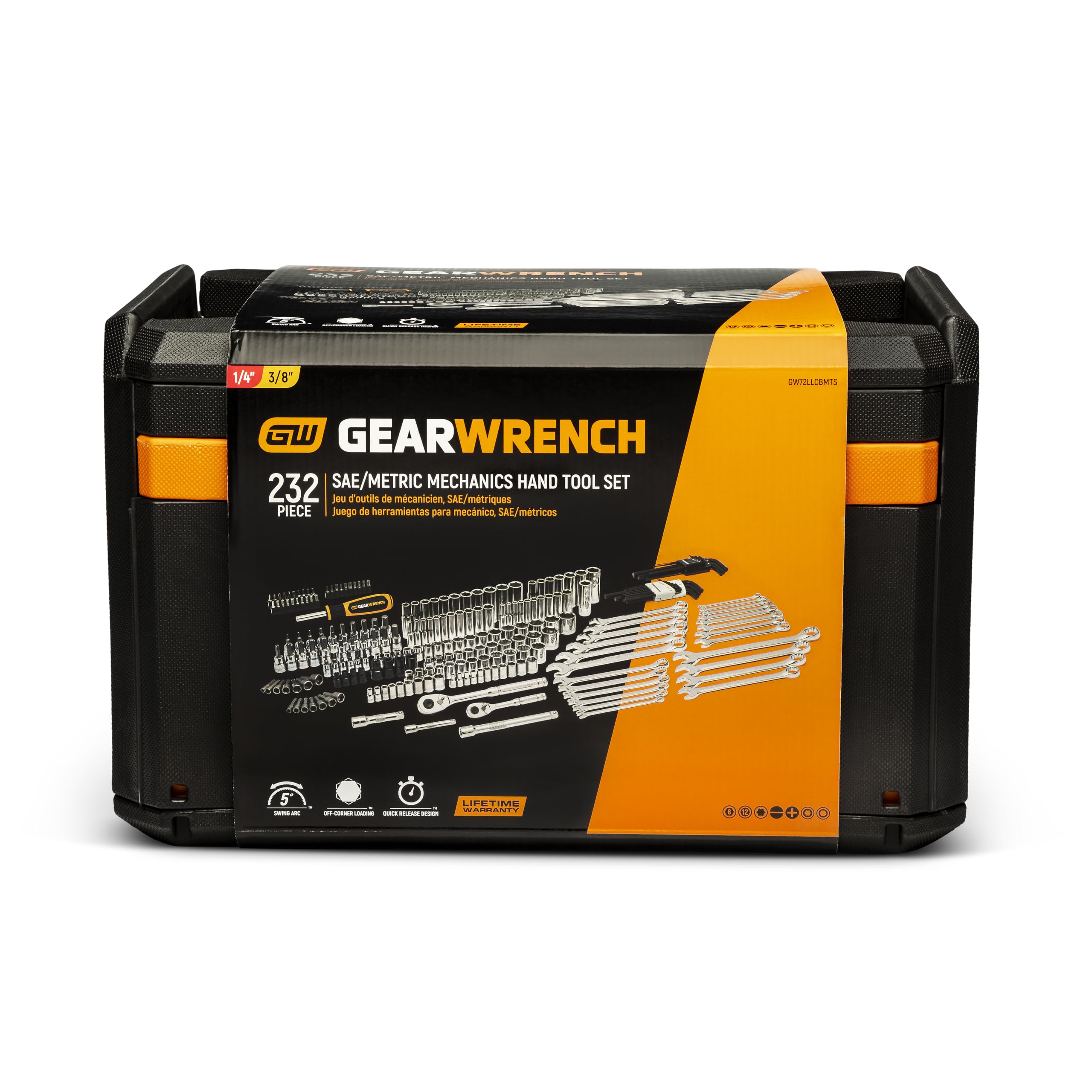 GEARWRENCH Mechanics Tool Set in 3 Drawer Storage Box, 232 Pc, 1/4