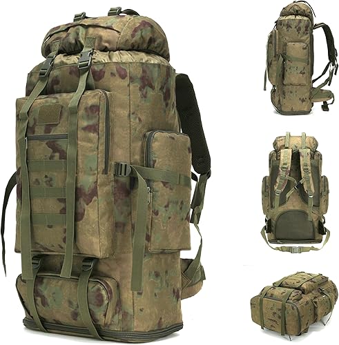 Miniatura 11 de 70L/100L senderismo camping mochila MOLLE mochila impermeable Daypack para viajar, Caqui, Mochila de senderismo 100l Caqui,Verde militar,Negro