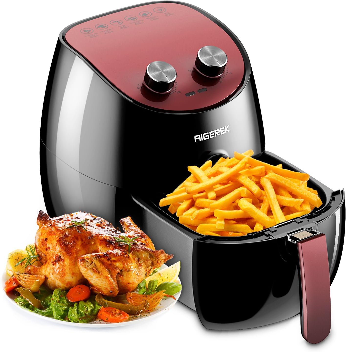Air Fryer - Comes with Recipes CookBook - Touch Screen Control - Dishwasher Safe - Auto Shut off & Timer - 3.2L
