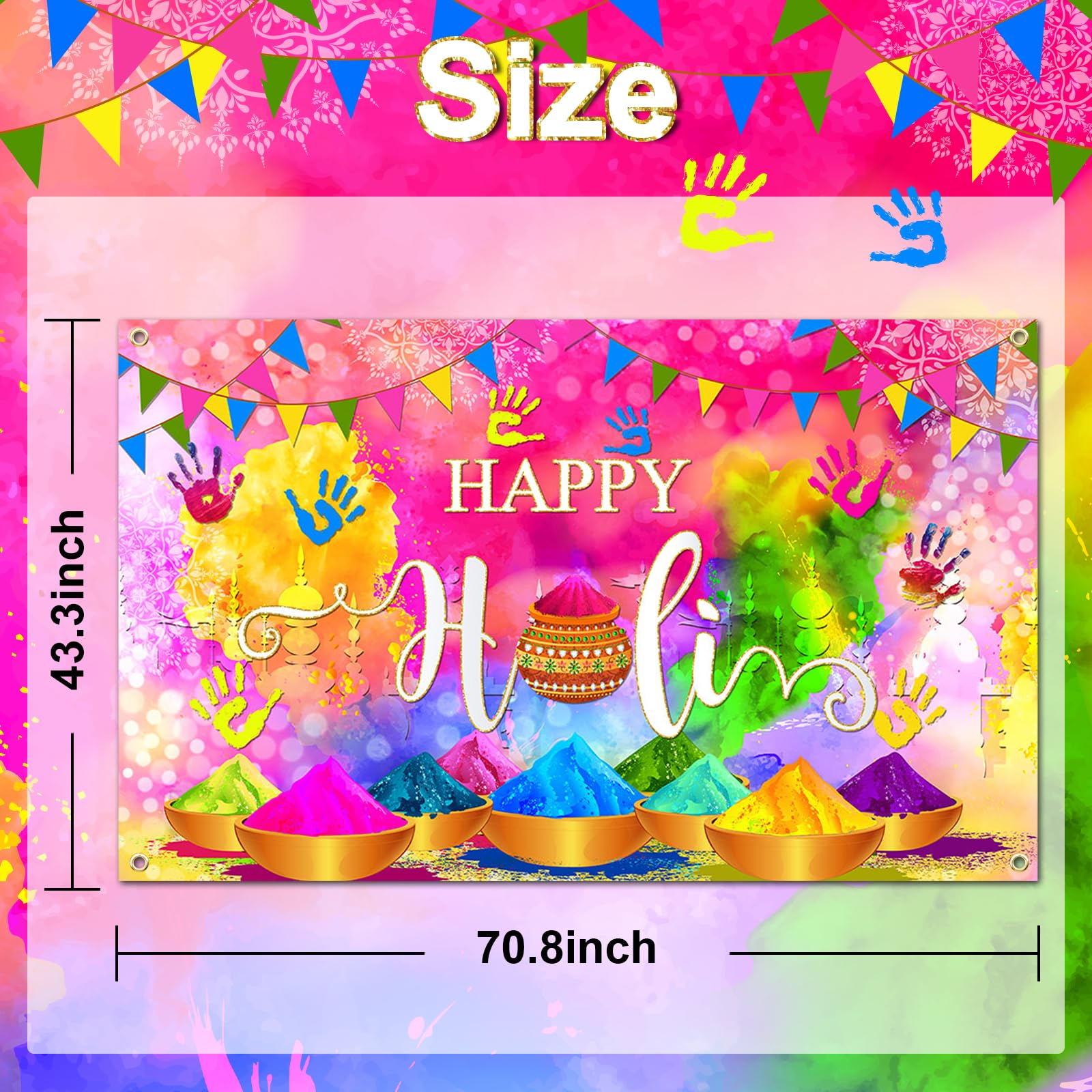 Mocsicka Happy Holi Backdrop India Festival of Colors Photography