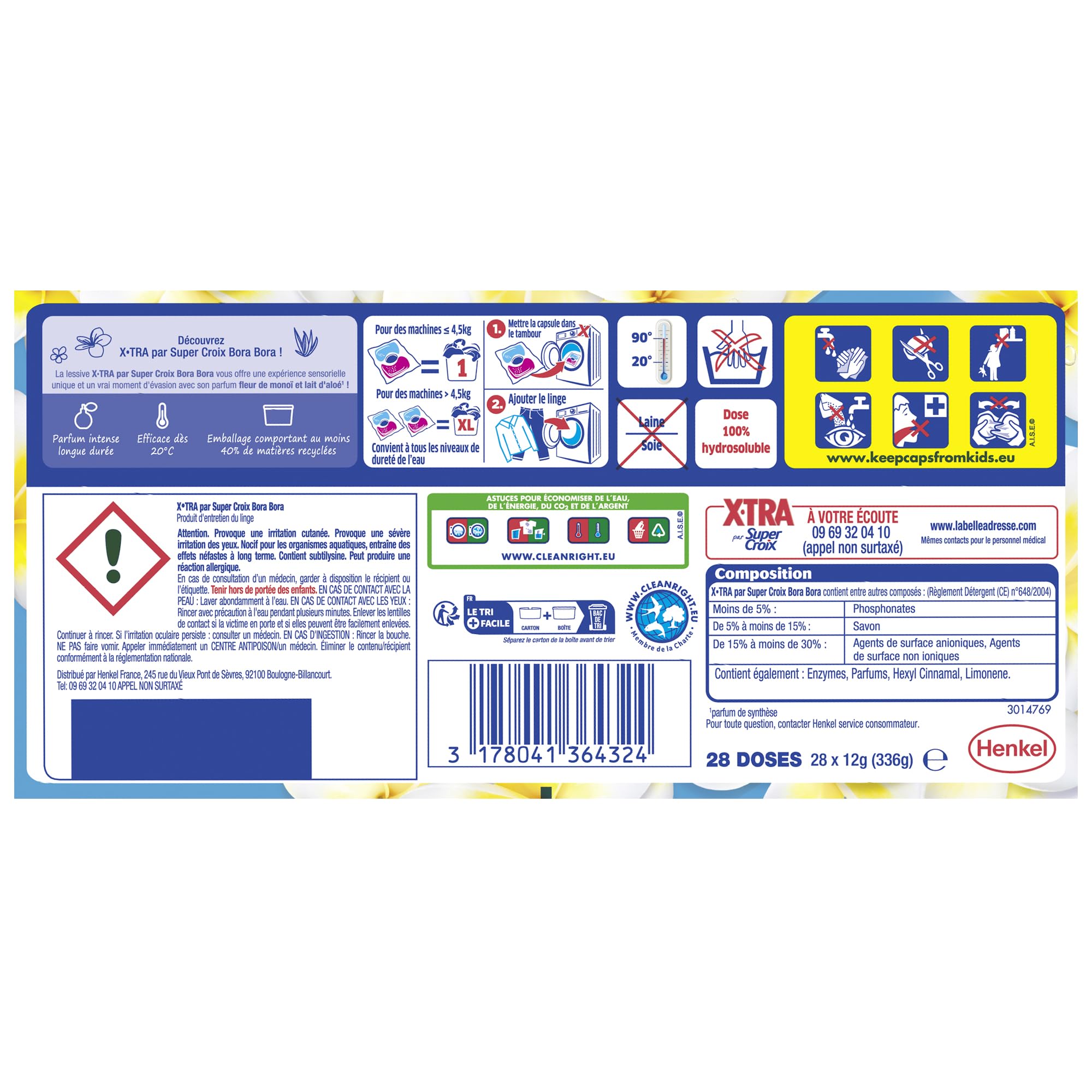 Image secondaire de Lessive Super Croix X-Tra Bora Bora - Trio-Caps Parfum Monoï & Aloe - 28 Lavages