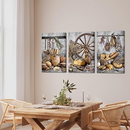 Miniatura 5 de sechars Lienzo rústico para cocina, arte de pared, pintura de alimentos, impresiones vintage, granja, comedor, restaurante (mediano)