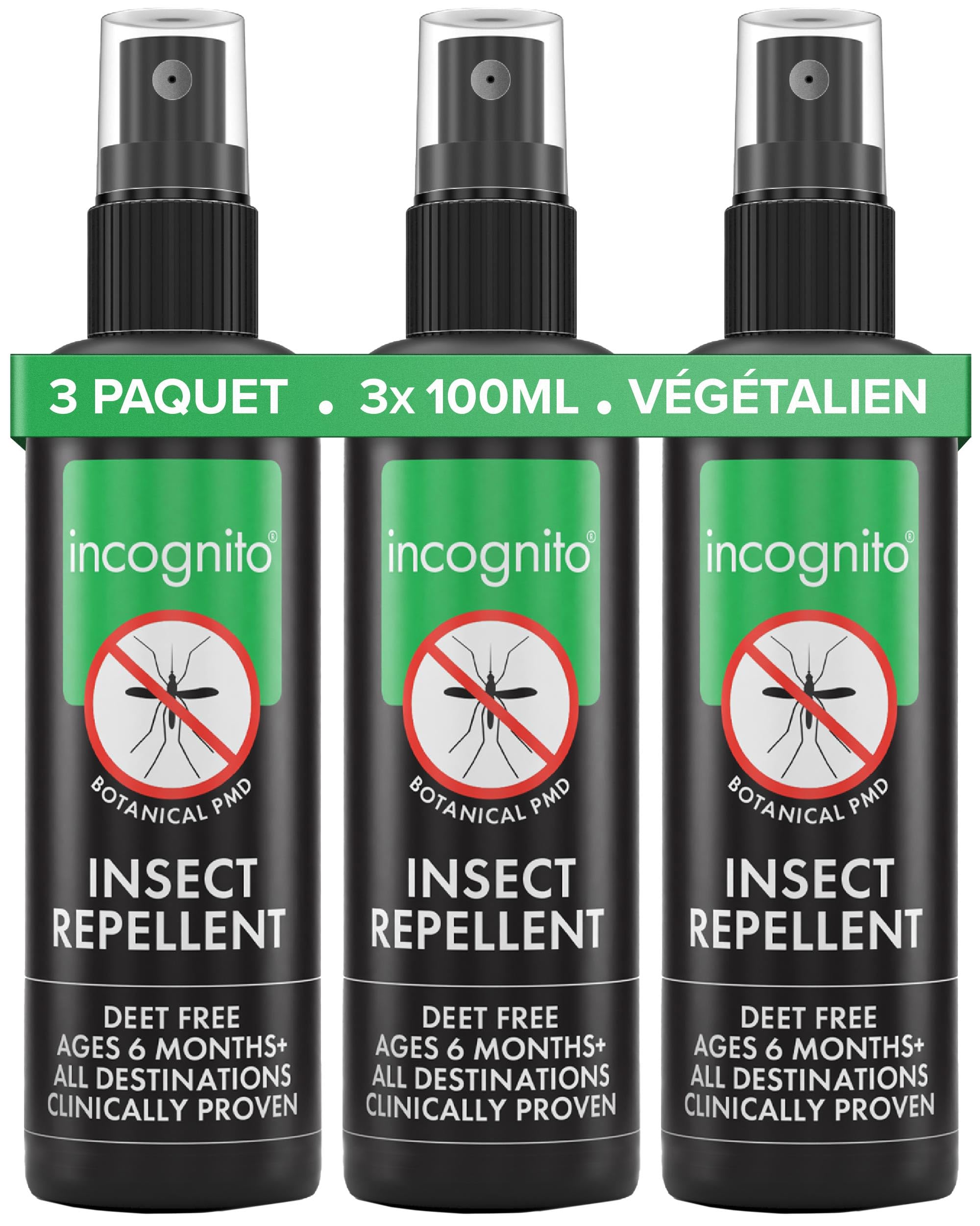 Incognito, tutto naturale, spray repellente anti zanzara, senza DEET, 100 ml(Pack of 3)
