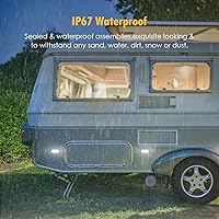 Vista 9 de Partsam 4 luces LED blancas de 4.4 pulgadas, 24 luces LED laterales de remolque, IP67, carcasa de aluminio, impermeable, para montaje en superficie