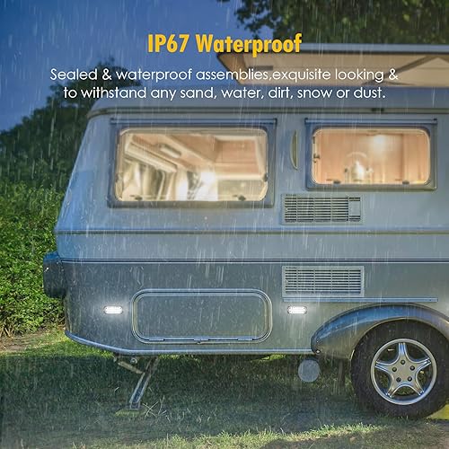 Miniatura 9 de Partsam 4 luces LED blancas de 4.4 pulgadas, 24 luces LED laterales de remolque, IP67, carcasa de aluminio, impermeable, para montaje en superficie,