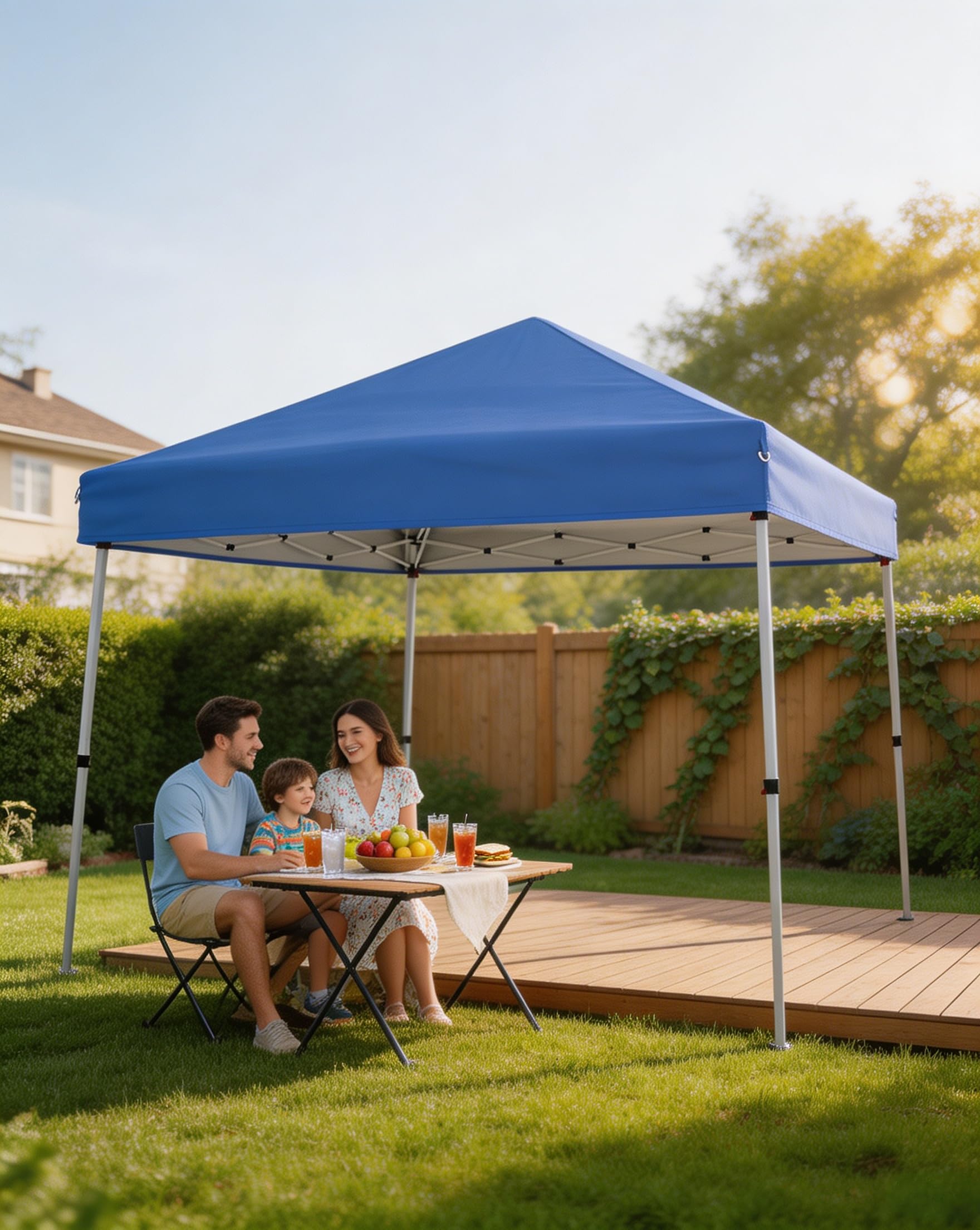 Tonnelle Pop‑up 2,4×2,4 m Oxford 150D UPF50+,Bleu