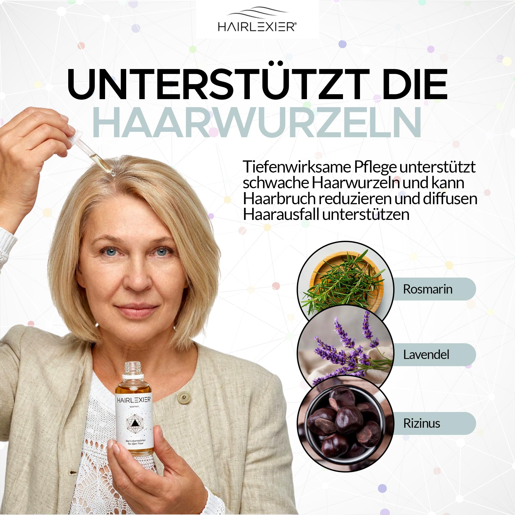 Środek na porost włosów dla kobiet – olejek rozmarynowy do włosów, olejek do włosów z olejkiem rycynowym, olejek lawendowy, naturalne serum do włosów przeciw rozproszonemu wypadaniu włosów