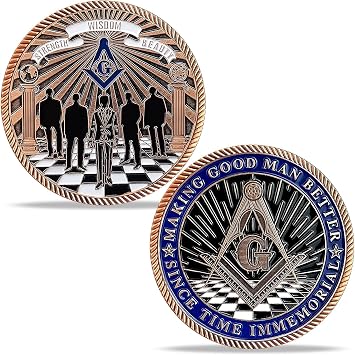 Masonic Challenge Coin Freemason Coin Blue Lodge Brotherhood Coin