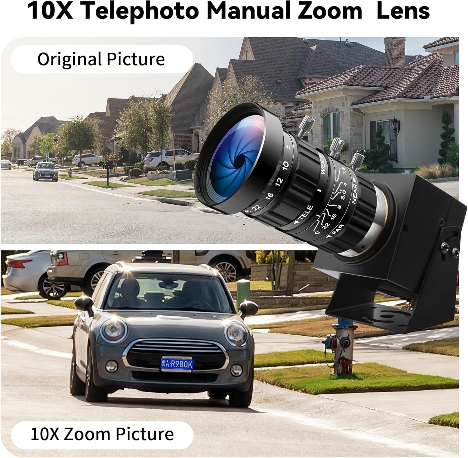 Starvis USB Camera 0.0001Lux Ultra Low Light H.264 1080P 30fps Webcam 10X CS Mount 5-50mm Telephoto Zoom Manual Lens,HDR Full Color Night Vision CCTV Security Camera for Industrial Inspection