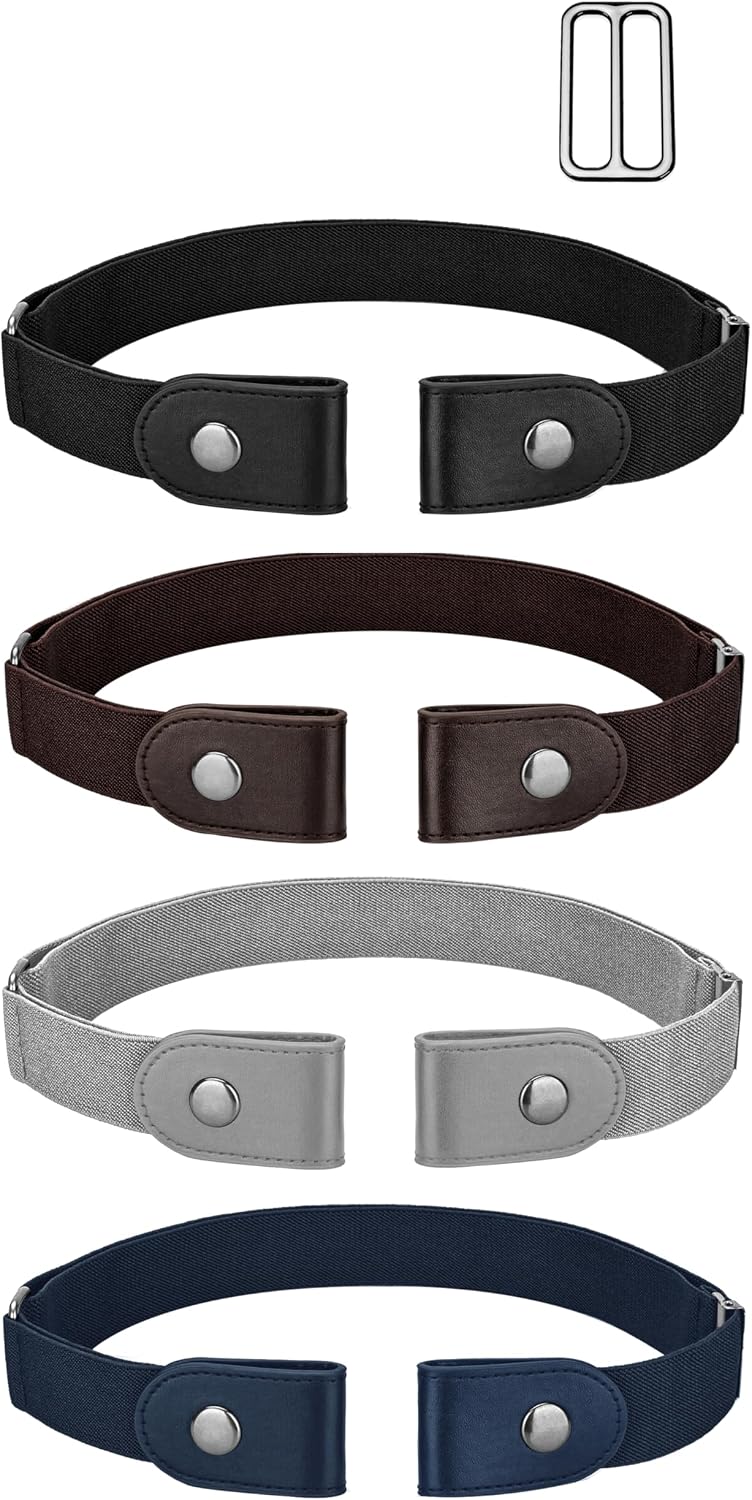 maikun No Buckle Women Men Stretch Belt, Invisible Elastic Belt for Jeans Pants Dresses