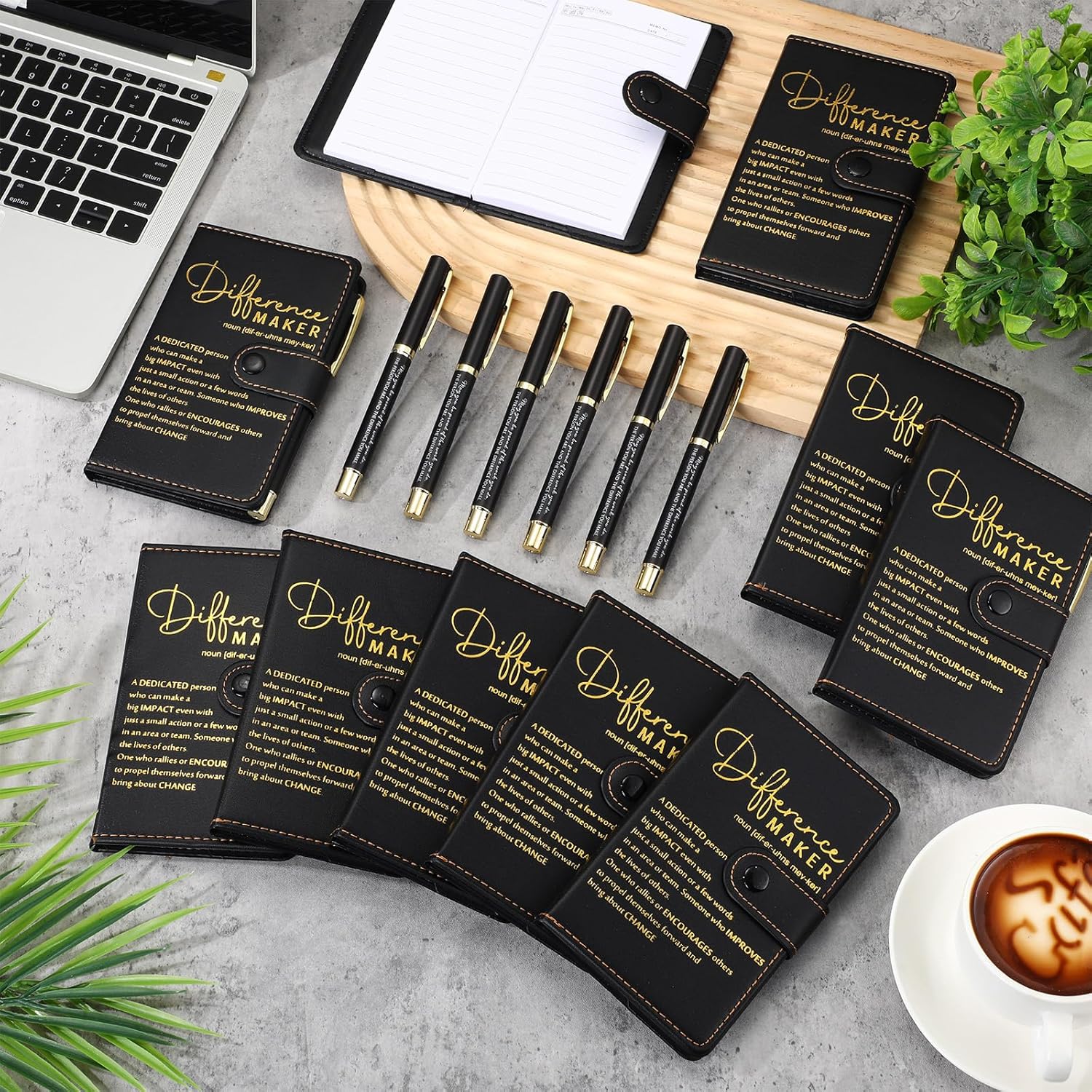Marspark 10 Set Differen Marker Employee Appreciation Gifts Inspirational A5 Leather Notepad with Motivational Pens Thank You Gifts for Men Women Volunteer Secretary Staff Team Office Teacher Lab Week