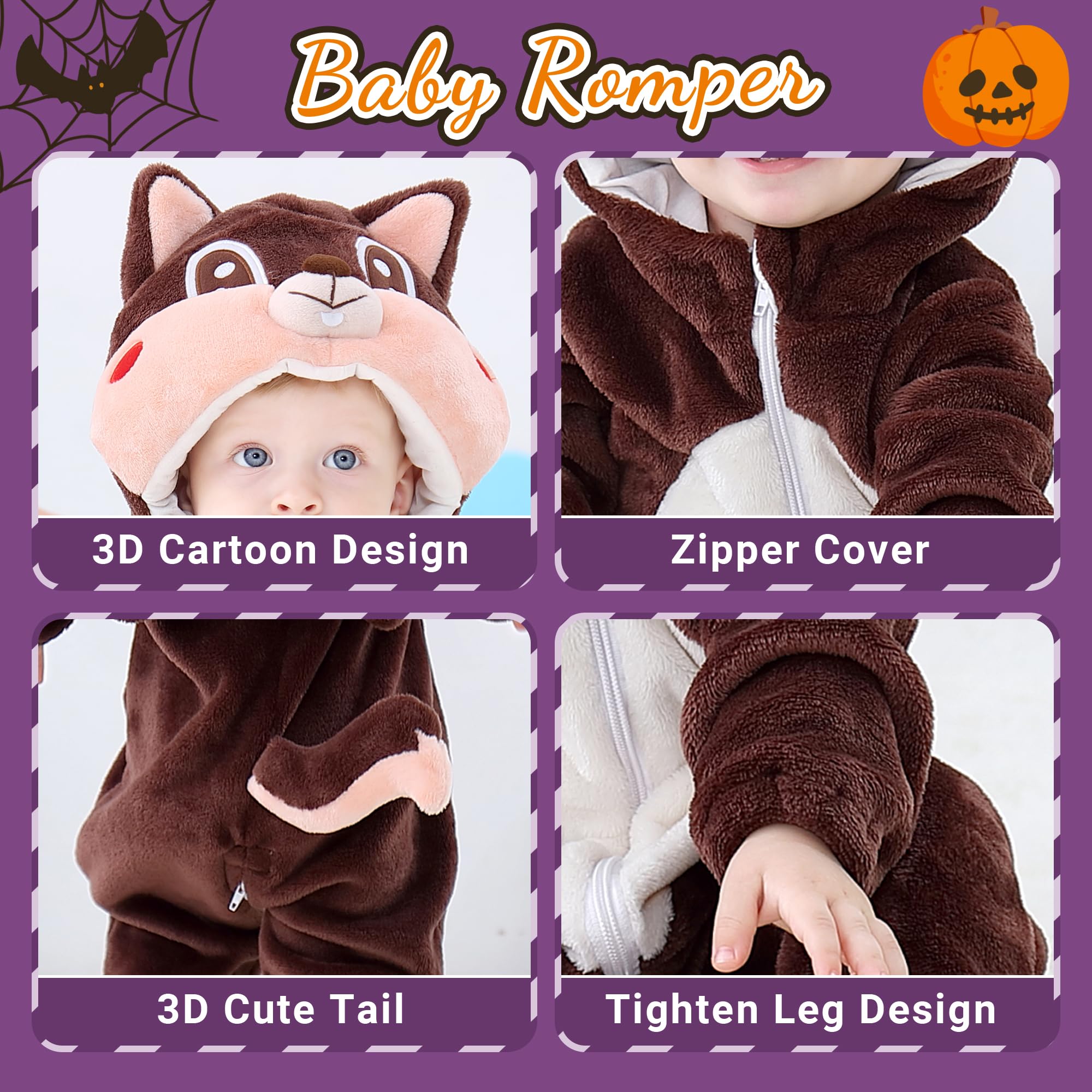 MICHLEY MICHLEY Unisex Baby Romper Winter and Autumn Flannel Jumpsuit Animal Cosplay Outfits in use
