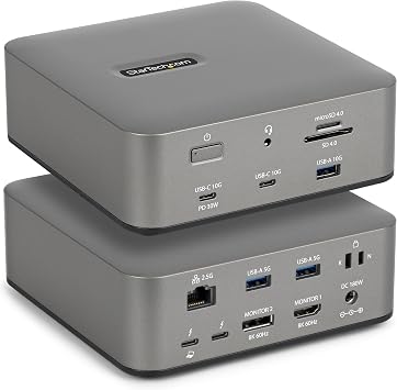 StarTech Thunderbolt 5 Dock, Dual 8K 60Hz, Triple 4K for Windows, Up to Dual 6K 60Hz for Mac - TB5 & USB4 Docking Station with 120Gbps max Transfer, 140W PD, 30W Phone, USB 10Gbps