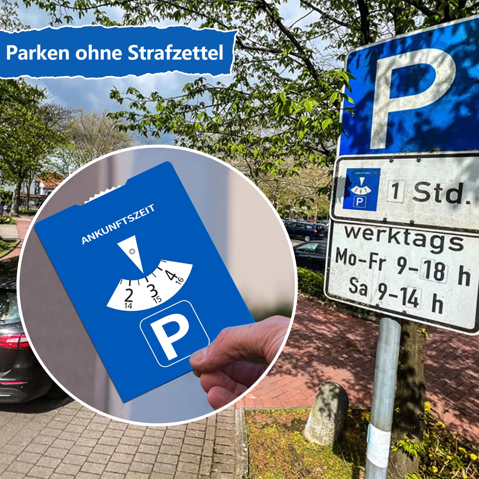 kinoco Parkscheibe aus Pappe, StVO-konform, 11x15 cm - Umweltfreundlich & strapazierfähig für Auto, LKW, Wohnmobile