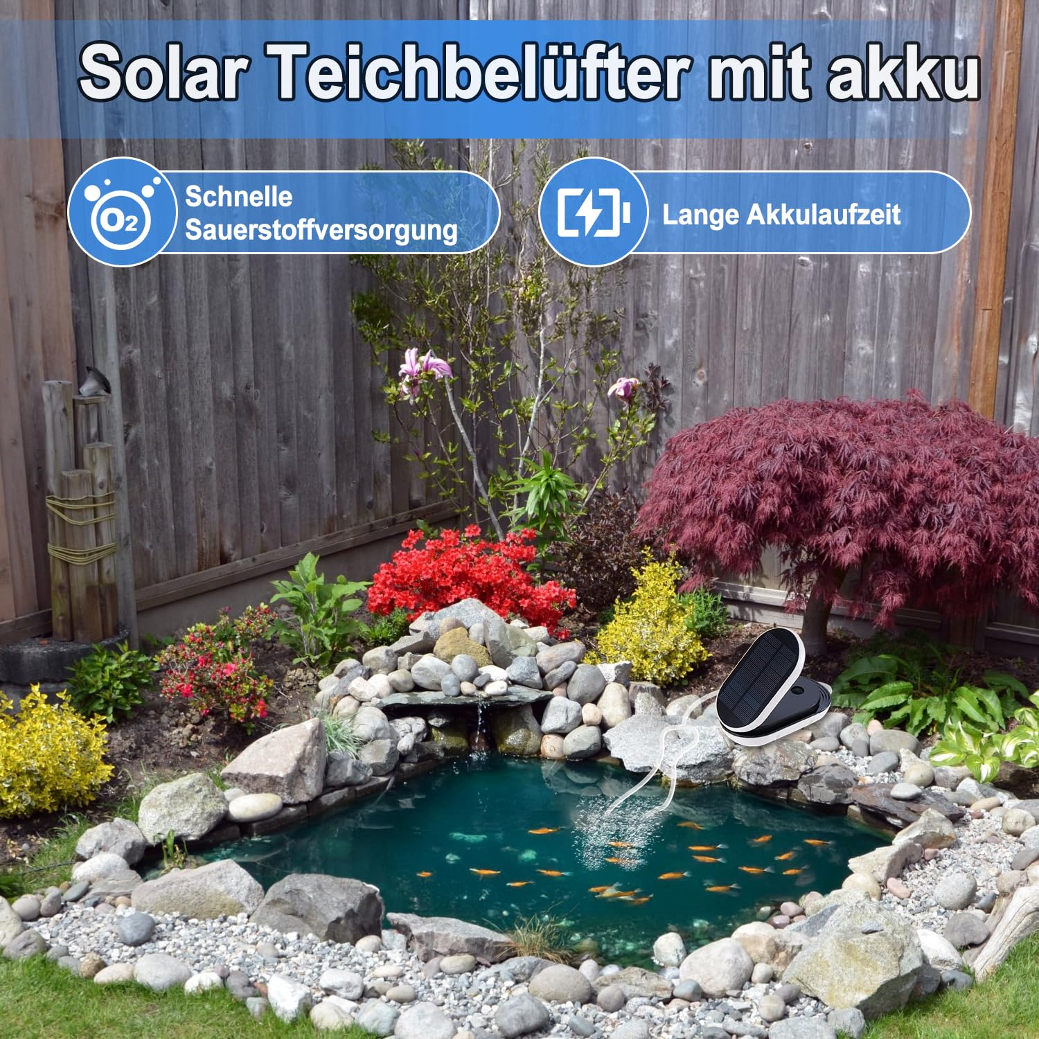 Bomba de estanque solar con batería, aireador de estanque, bomba de oxígeno para estanque solar con 3 modos de trabajo y 2 piedras de aire, bomba de oxígeno para acuario, para pesca, hidropónico