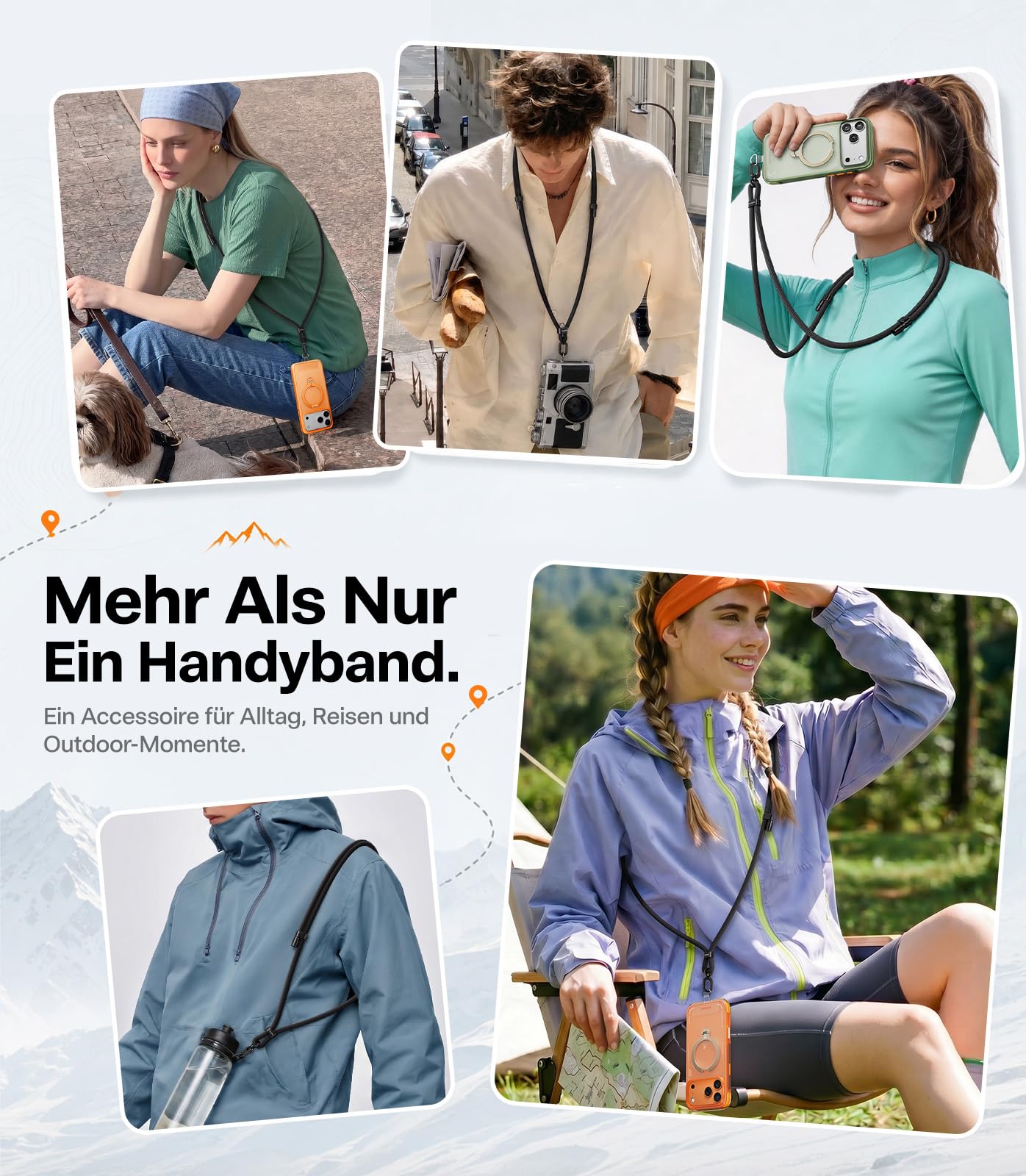 TORRAS Premium Handykette Universal Verstellbar, Anti-Verlust, Extra Robust, für Outdoor & Reise, Doppel-Nylonkordel mit Metallschnalle, kompatibel mit iPhone, Samsung, Schwarz