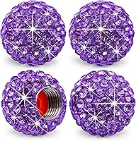 Vista 9 de 4 piezas de tapas de vástago de válvula de neumático con cristal brillante de diamante, tapas de válvula de neumático de rueda de coche con brillo
