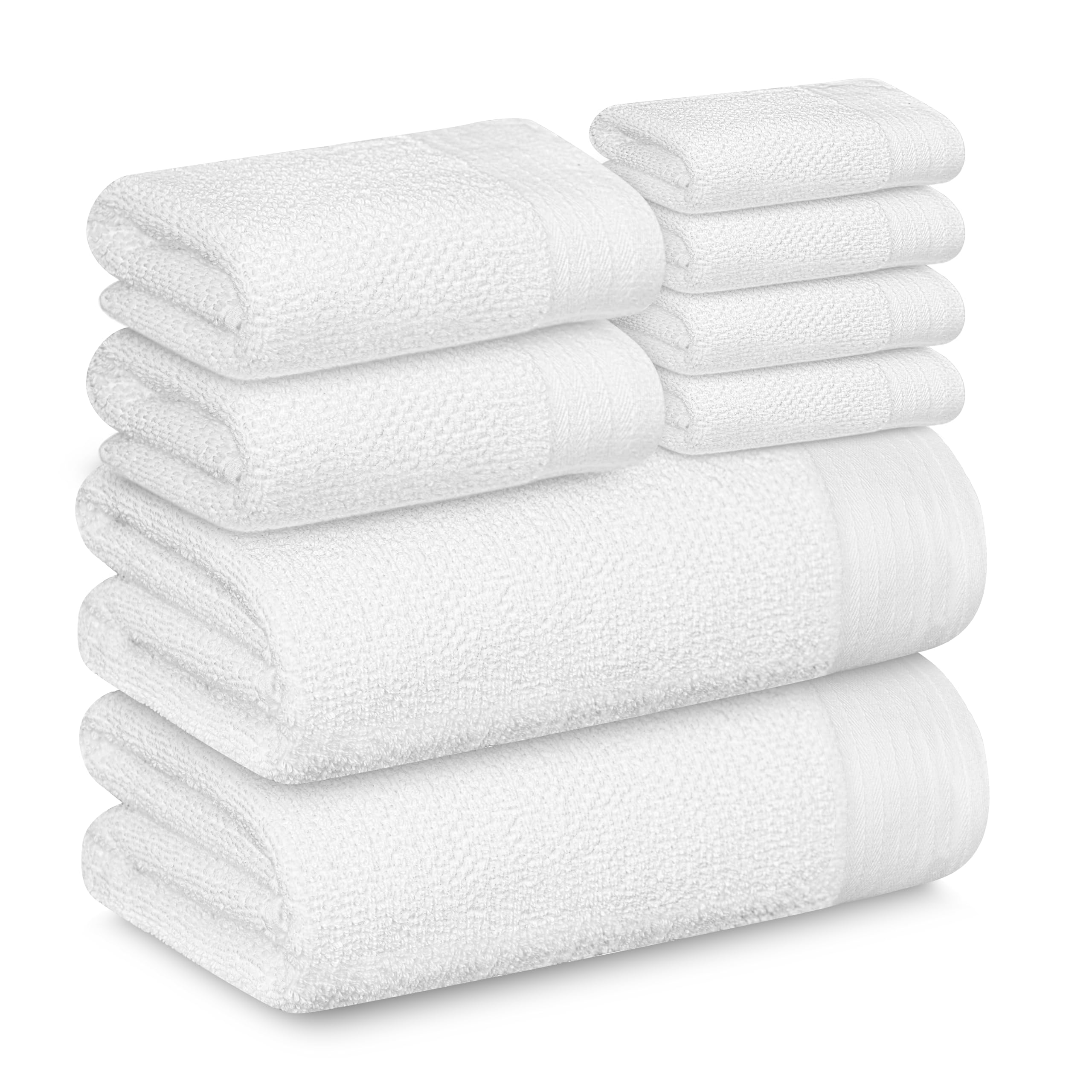 Tens Towels Pack of 8 Popcorn Textured Luxury Towels Set, 2 Extra Large Bath, 2 Hand, 4 Washcloths, 100% Cotton, Plush Hotel Quality, Super Absorbent,