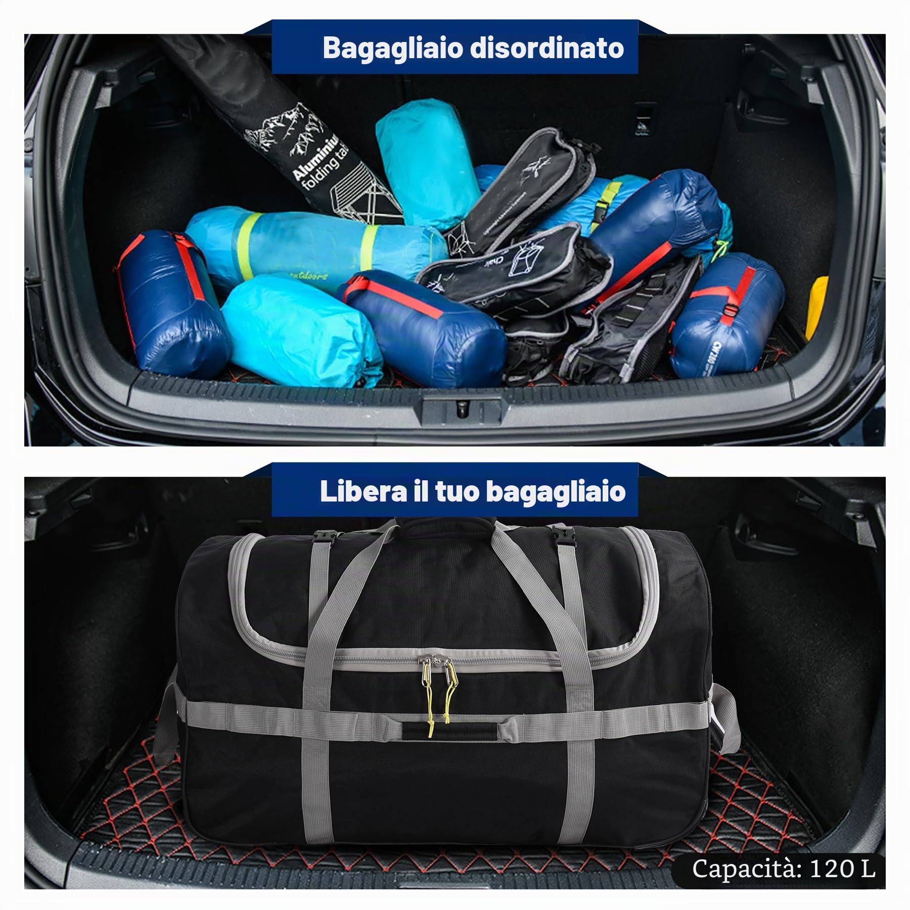 Borsa da viaggio con ruote, grande borsa da viaggio pieghevole con ruote, 75 x 40 x 40 cm, Sportivo