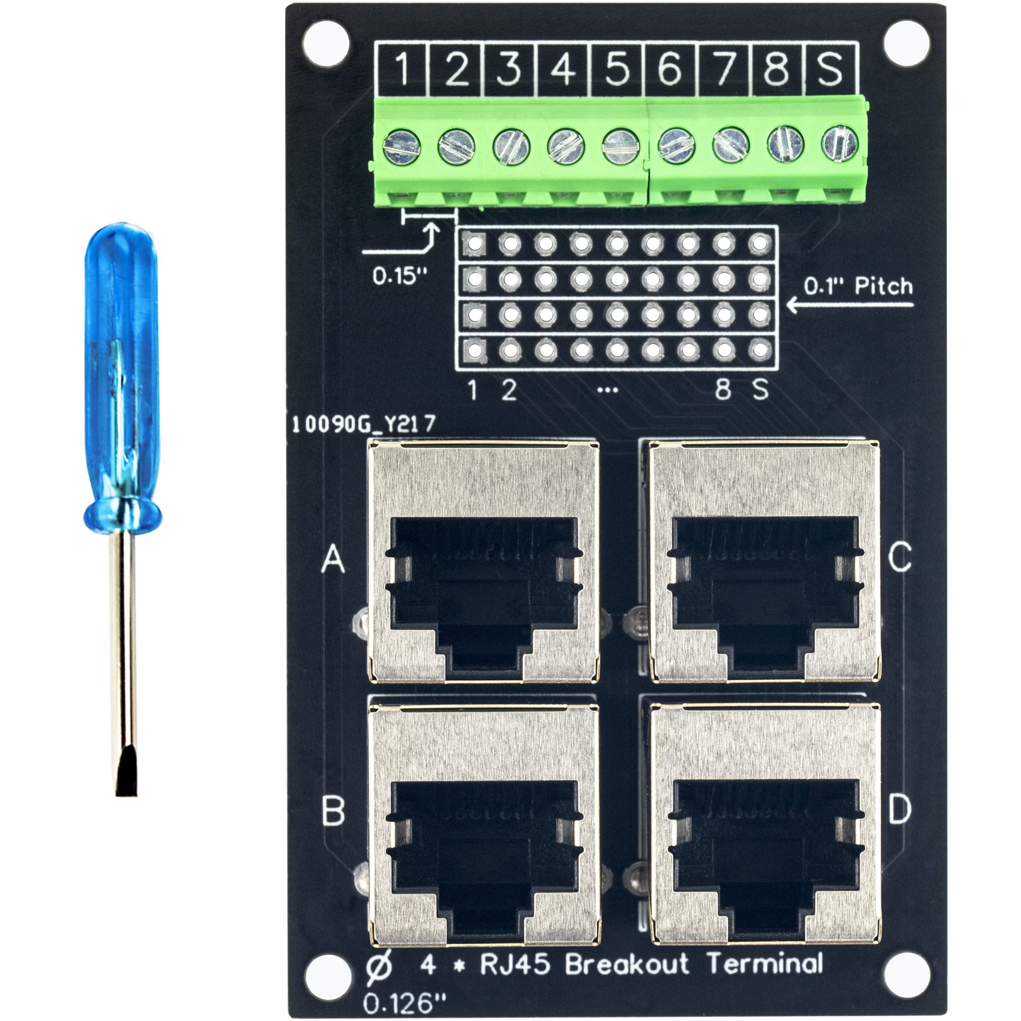 RJ45 Breakout Board 8P8C Jack 4-Way Buss Board with 3.81mm / 0.15" Screw Terminal and a Mini Screwdriver-image-19