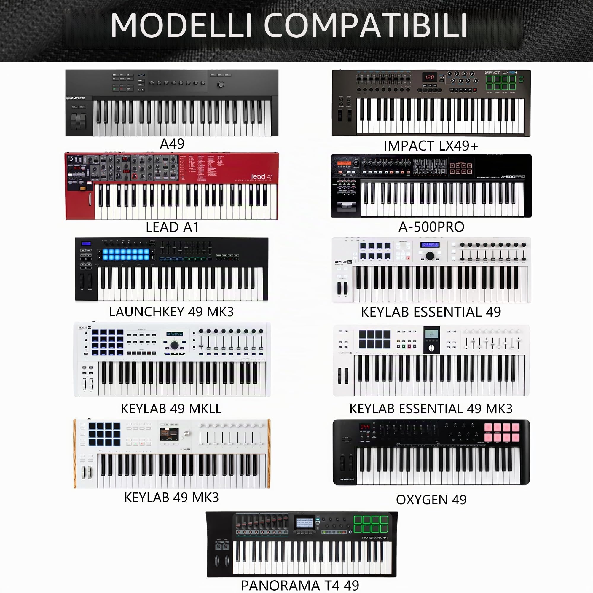 Musiin Copertura antipolvere per tastiera in nylon elasticizzato compatibile con Arturia Keylab Essential 49, fornisce una protezione completa per la tastiera