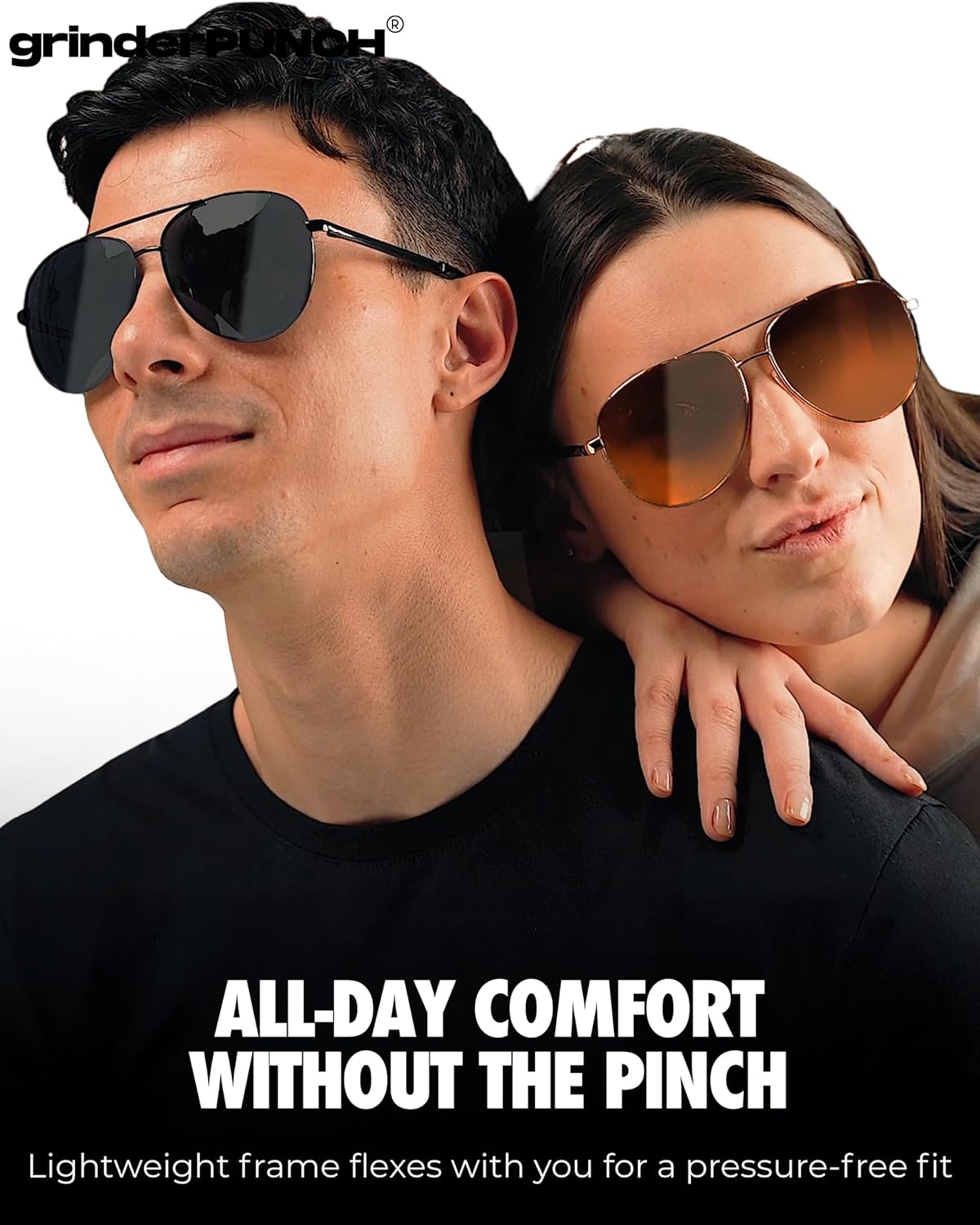 grinderPUNCH Big XL Wide Frame Extra Large Polarized Aviator Sunglasses for Big Heads Men Oversized