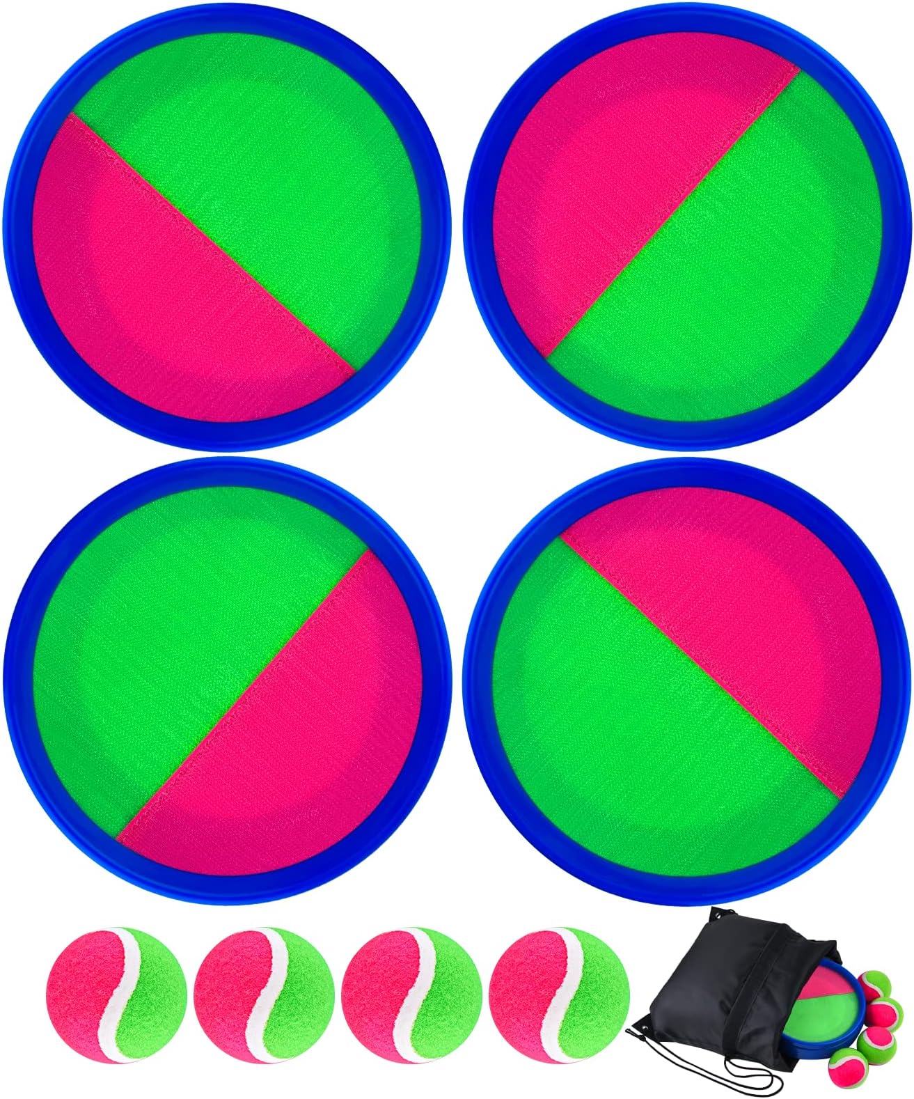 Morcheiong Toss and Catch Ball Game Outdoor Toys Beach Games for Kids Family with 4 Paddles 4 Balls and 1 Storage Bag