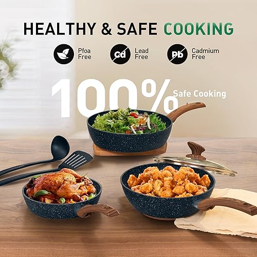 Miniatura 6 de MAISON ARTS Juego de ollas y sartenes antiadherentes, juegos de utensilios de cocina antiadherentes, 12 piezas de granito y sartén para inducción,
