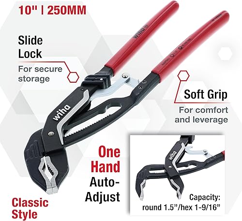 Miniatura 2 de Wiha 32637 Classic Auto Grip VJaw Alicates de lengüeta y ranura de 10 pulgadas