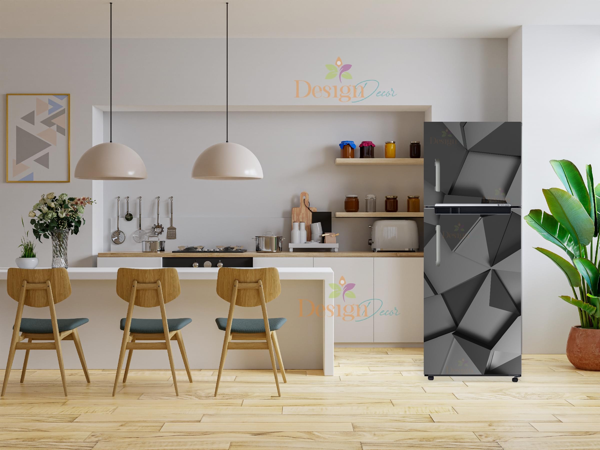 Black 3D Fridge Door Sticker - Vinyl Decal -3