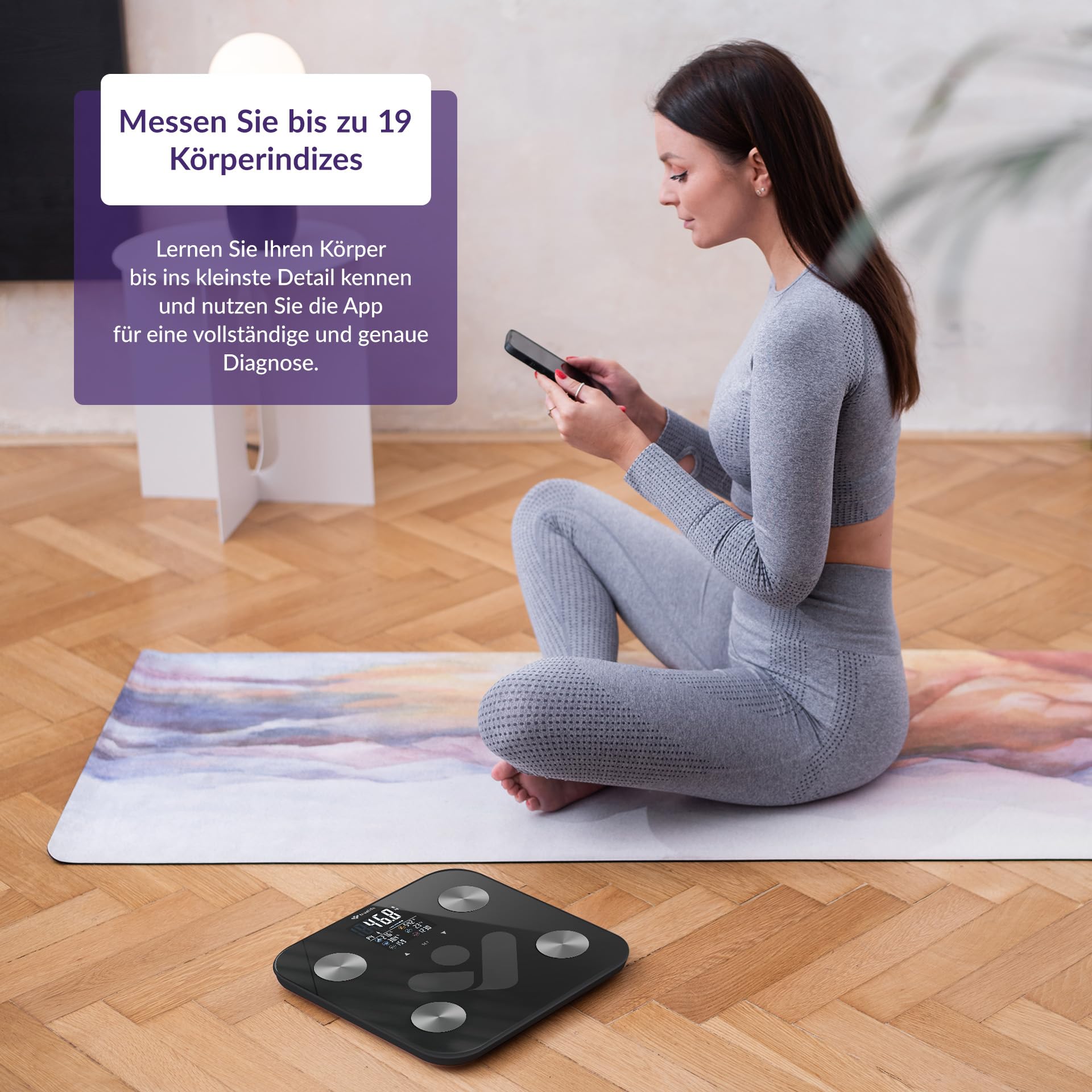 TrueLife FitScale W6 BT Bilancia diagnostica personale Bluetooth, misurazione con analisi dell'impedenza bioelettrica, 19 indici del corpo misurabili, display LCD colorato, fino a 8 utenti, app mobile